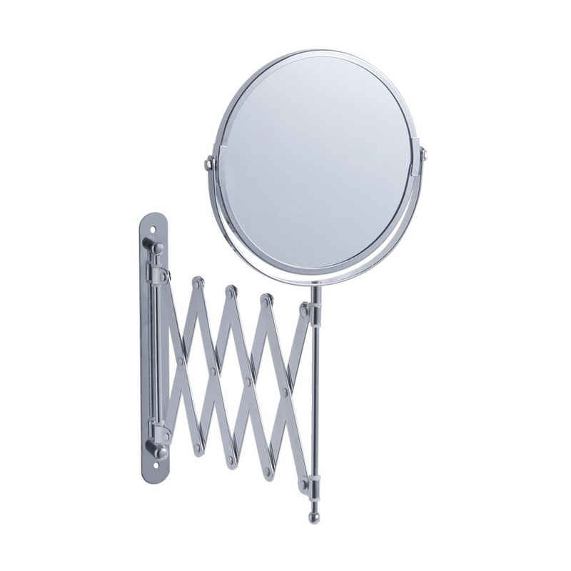 Zeller Present Kosmetikspiegel Kosmetikspiegel ausziehbar (Stück, 1-St., 1 Kosmetikspiegel), Vergrößerungsspiegel rund mit Teleskopauszug Wandmontage