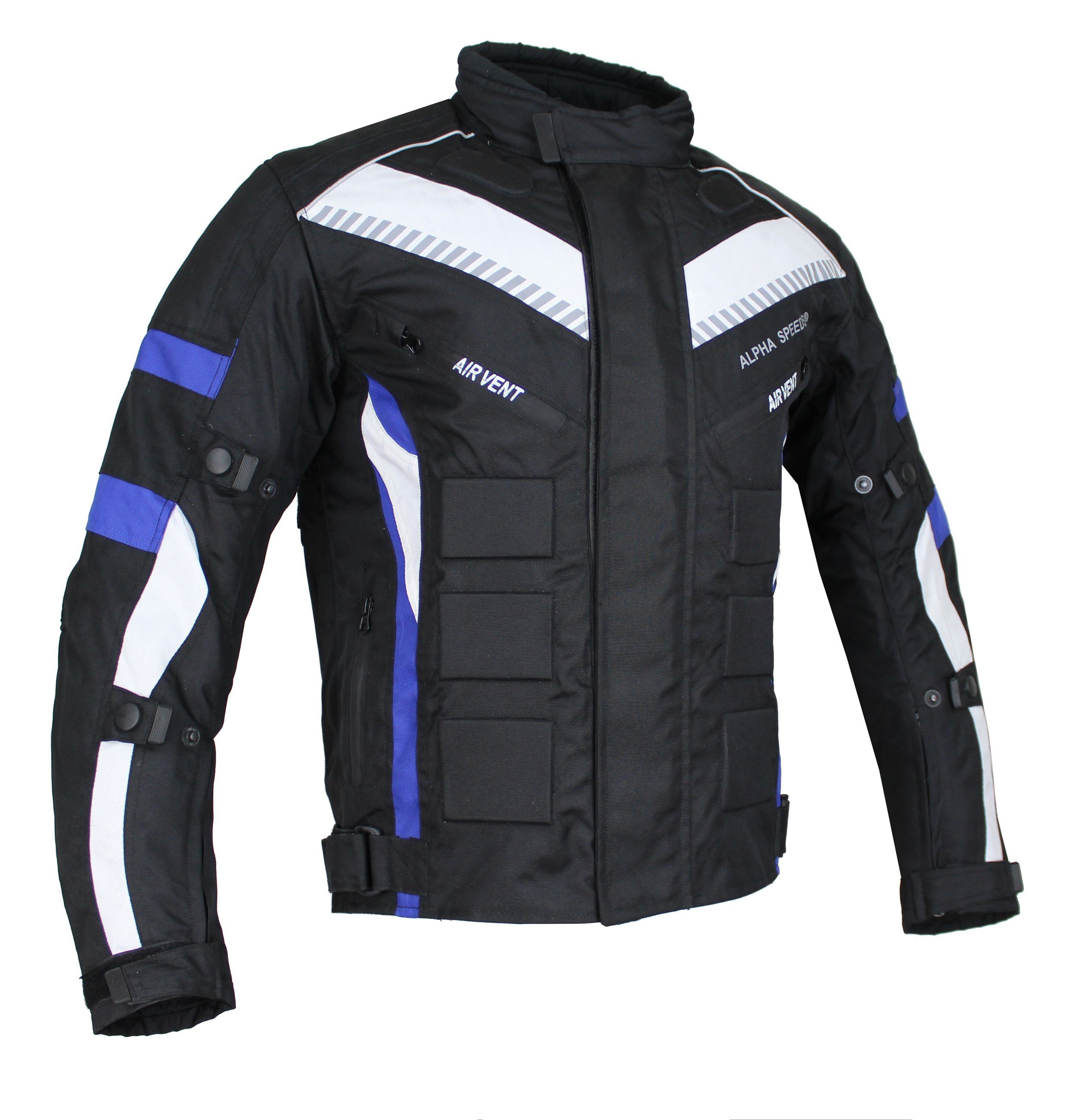 Alpha Speeds Motorradjacke Herren Motorrad Biker Textil Jacke Wasserdicht Jacke mit Protektoren Belüftungssysteme, Innenjacke ist trennbar: All Season, SLIM Blau