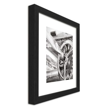 artissimo Bild mit Rahmen Bild gerahmt 30x30cm / Design-Poster inkl. Holz-Rahmen / Wandbild, Schwarz-Weiß Zeichnung: Flugzeuge IV