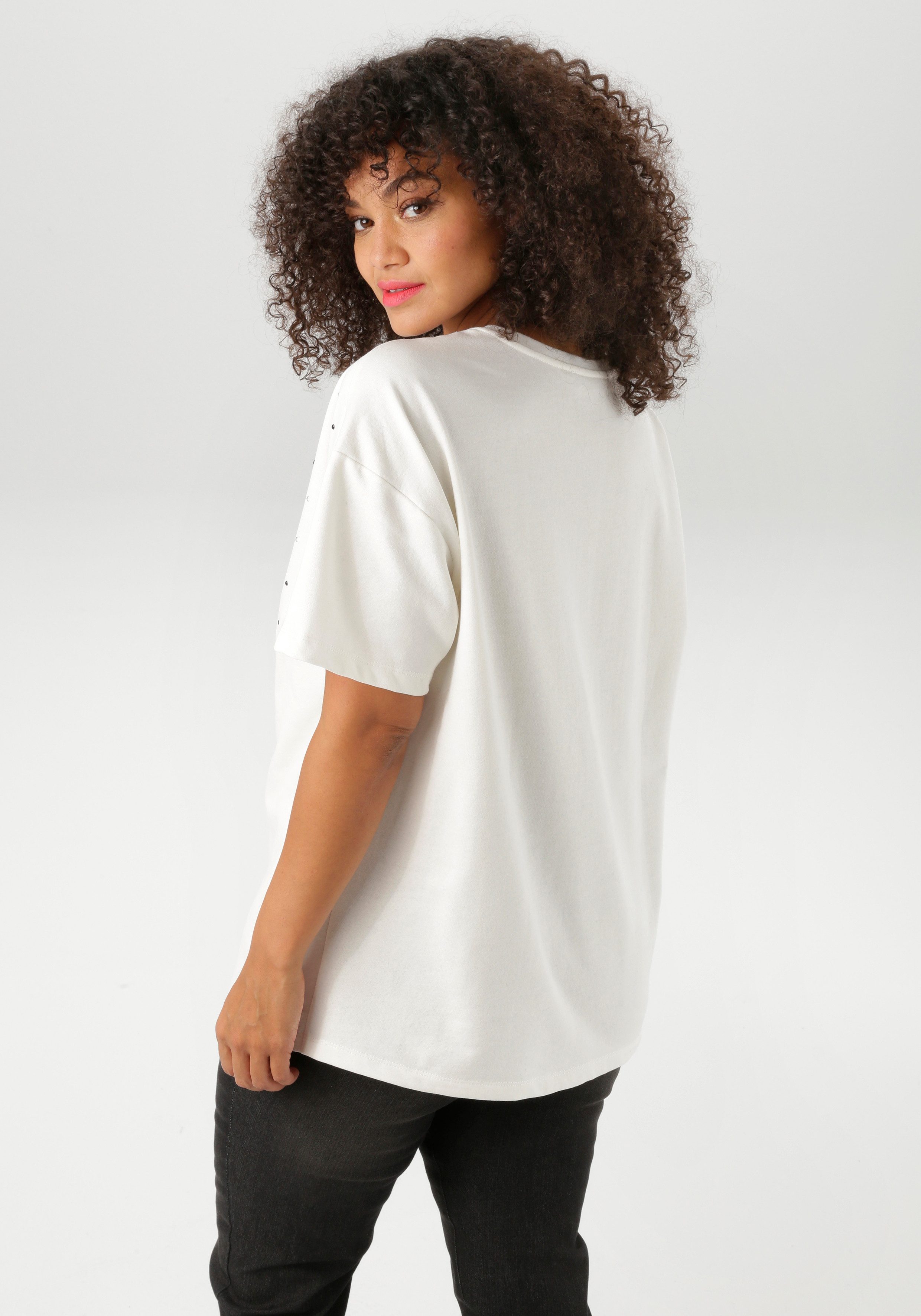 Aniston PLUS Kurzarmshirt mit Nieten Applikation verziert günstig online kaufen