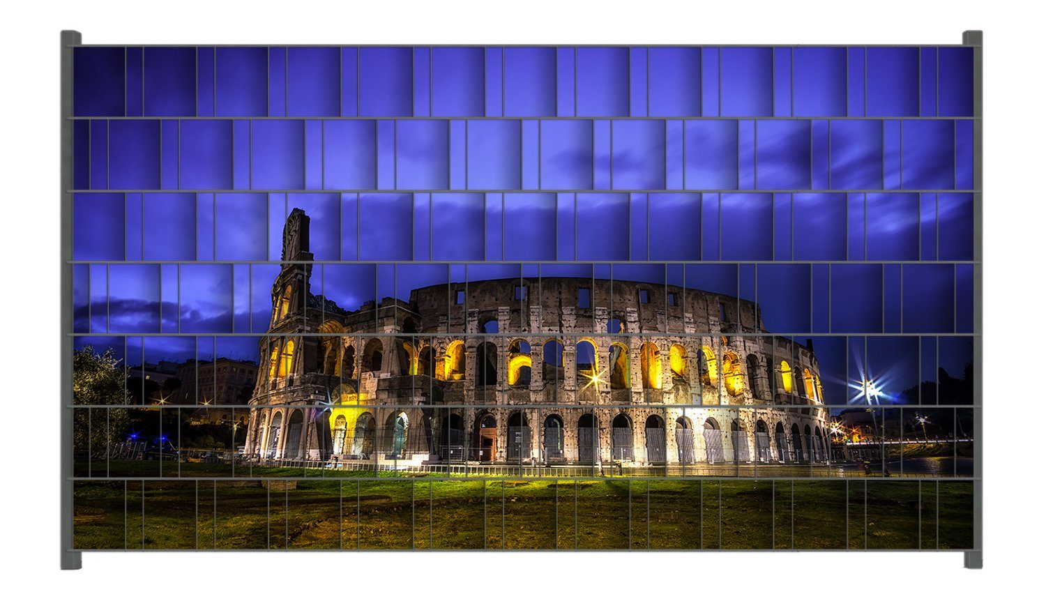 Wallario Sichtschutzstreifen Italien bei Nacht - Kollosseum in Rom, beleuchtet am Abend