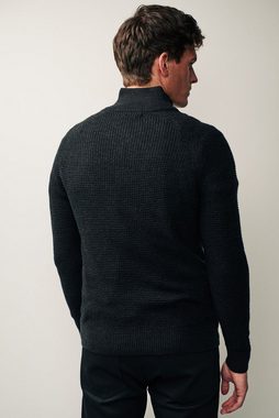 Next Troyer Strukturierter Pullover mit RV-Kragen (1-tlg)