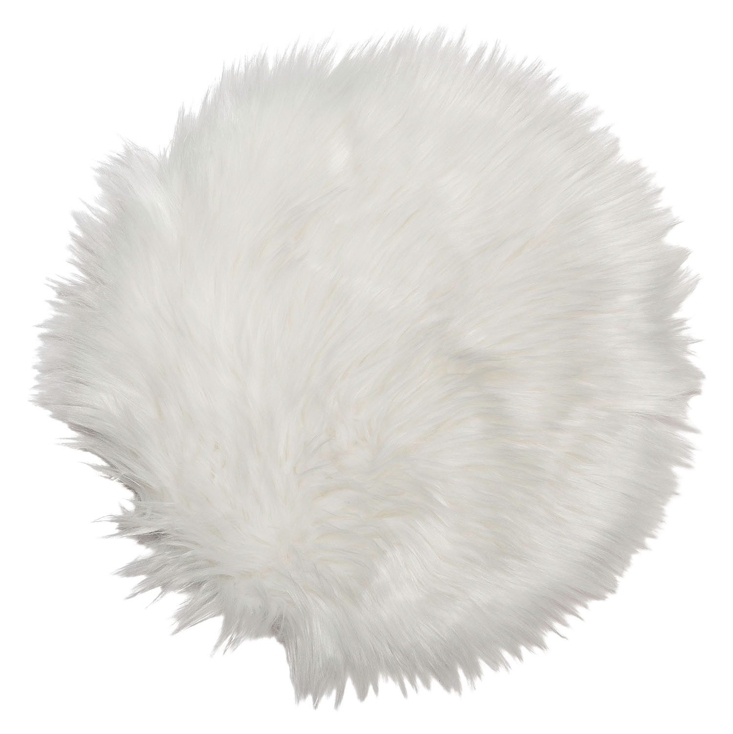 Fellteppich Kunstfell FUR, Ø 35 cm, Weiß, Acryl, Polyester