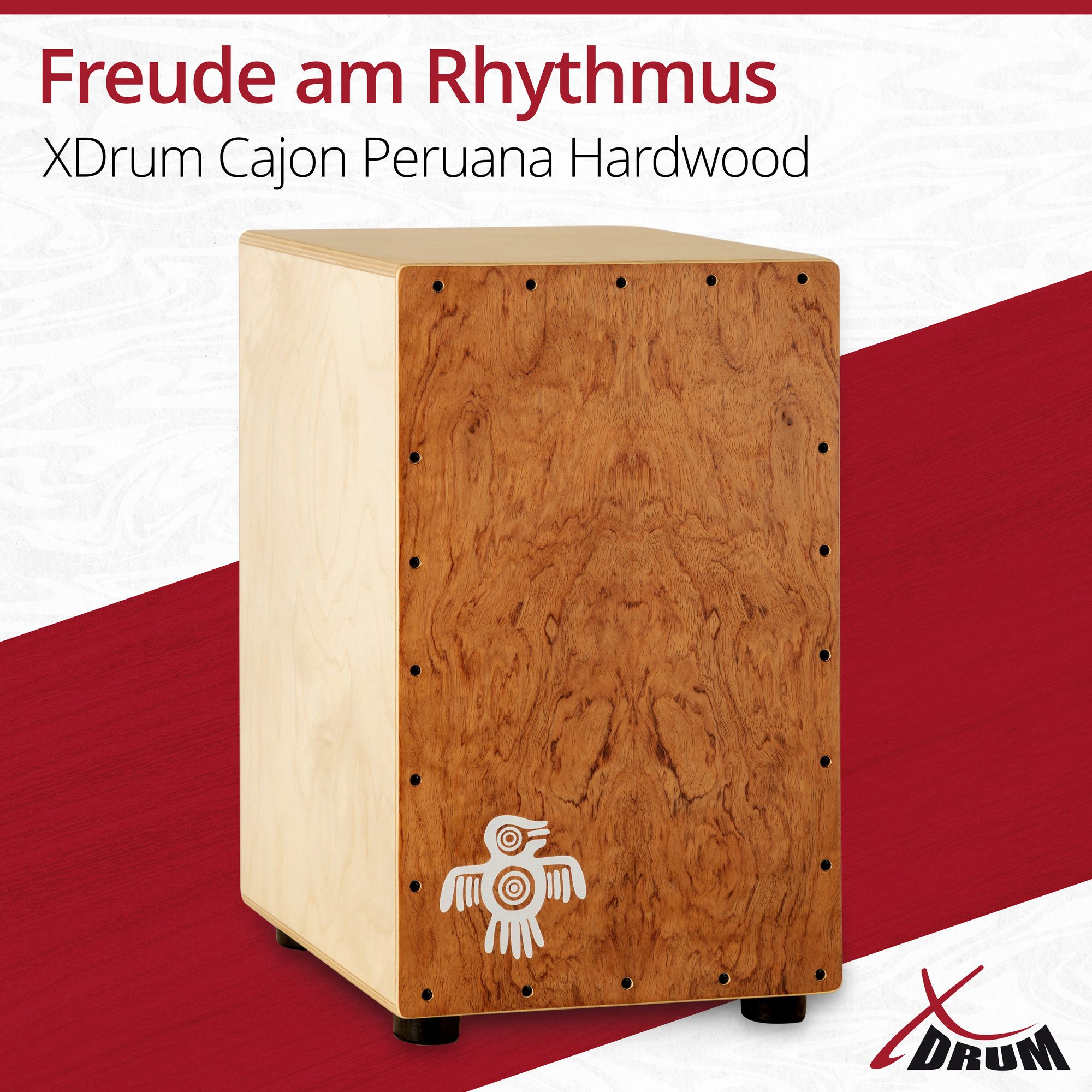 XDrum Cajon XDrum Cajon Peruana Hard Wood, inkl. Rucksack-Tasche, 3 mm Schlagplatte - 9 mm Birkenkorpus - 48 cm hoch