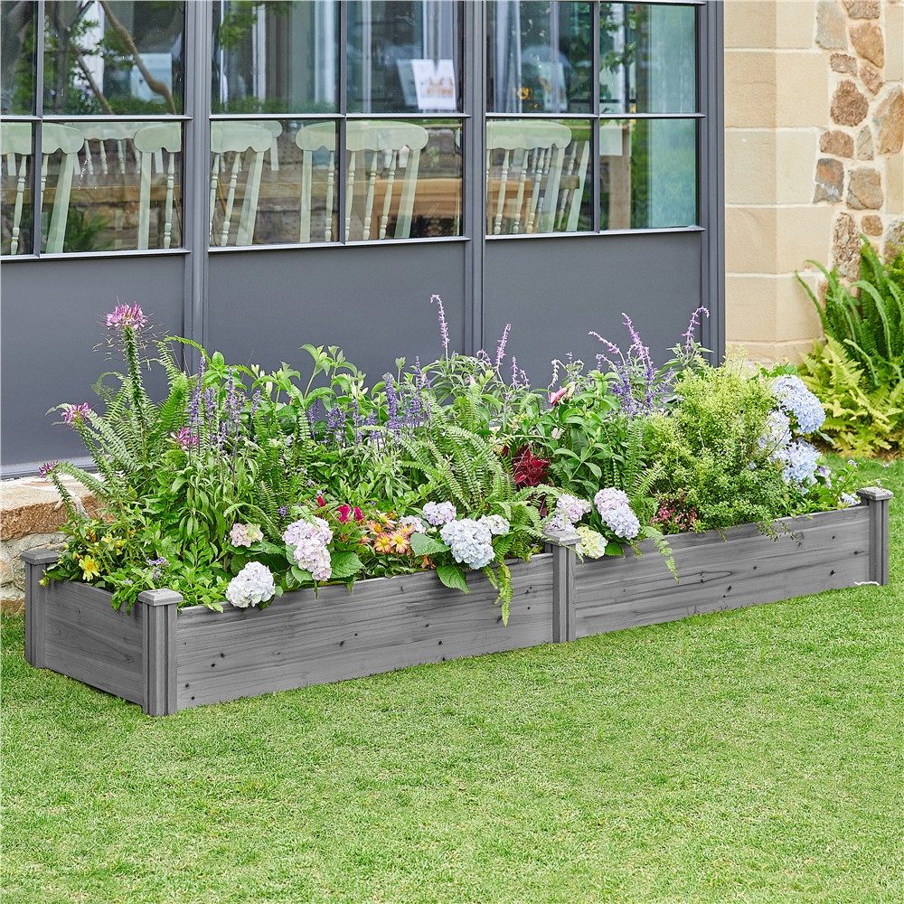 Yaheetech Hochbeet Trennbares Pflanzbeet, Pflanzkasten aus Holz Wetterfest Gartenbeet Kräuterbeet