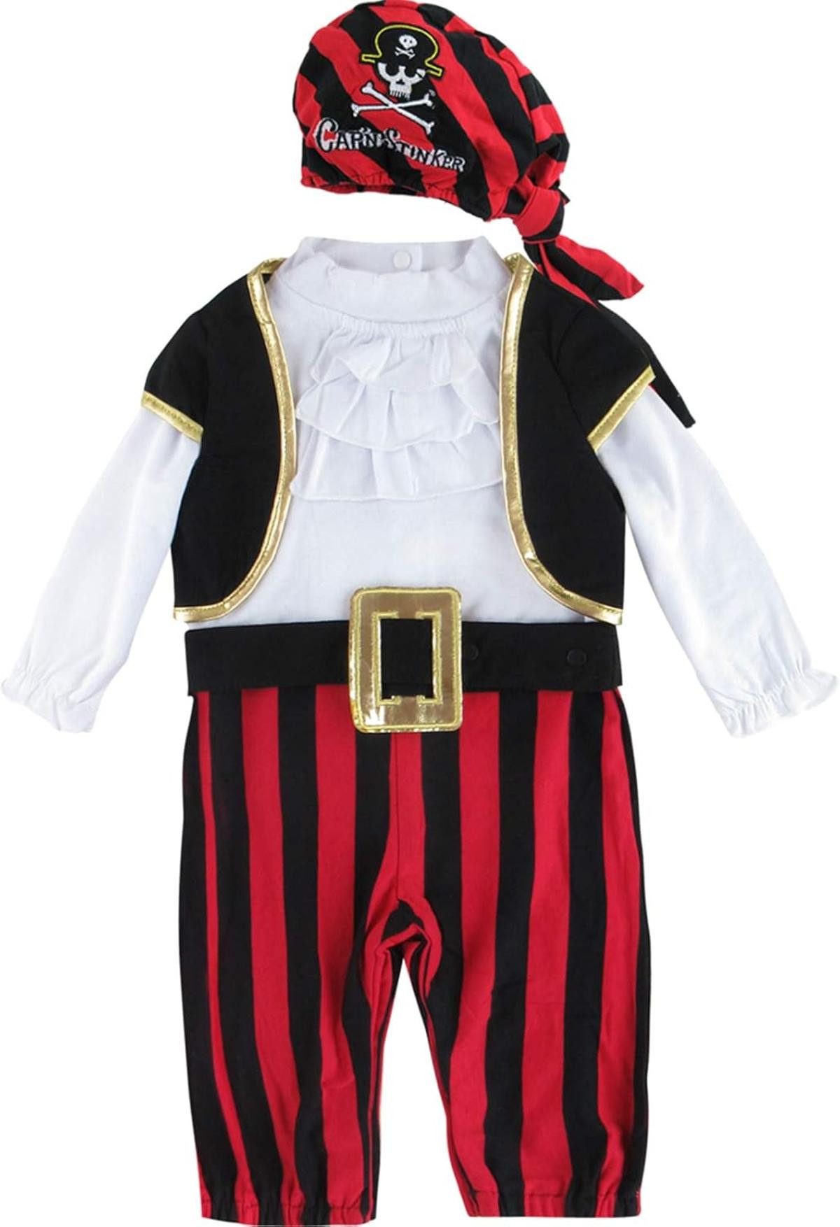 Jerry Fabrics Piraten-Kostüm MOMBEBE COSLAND Baby Piraten Strampler Karneval Sets Weiß 12-18 Monate