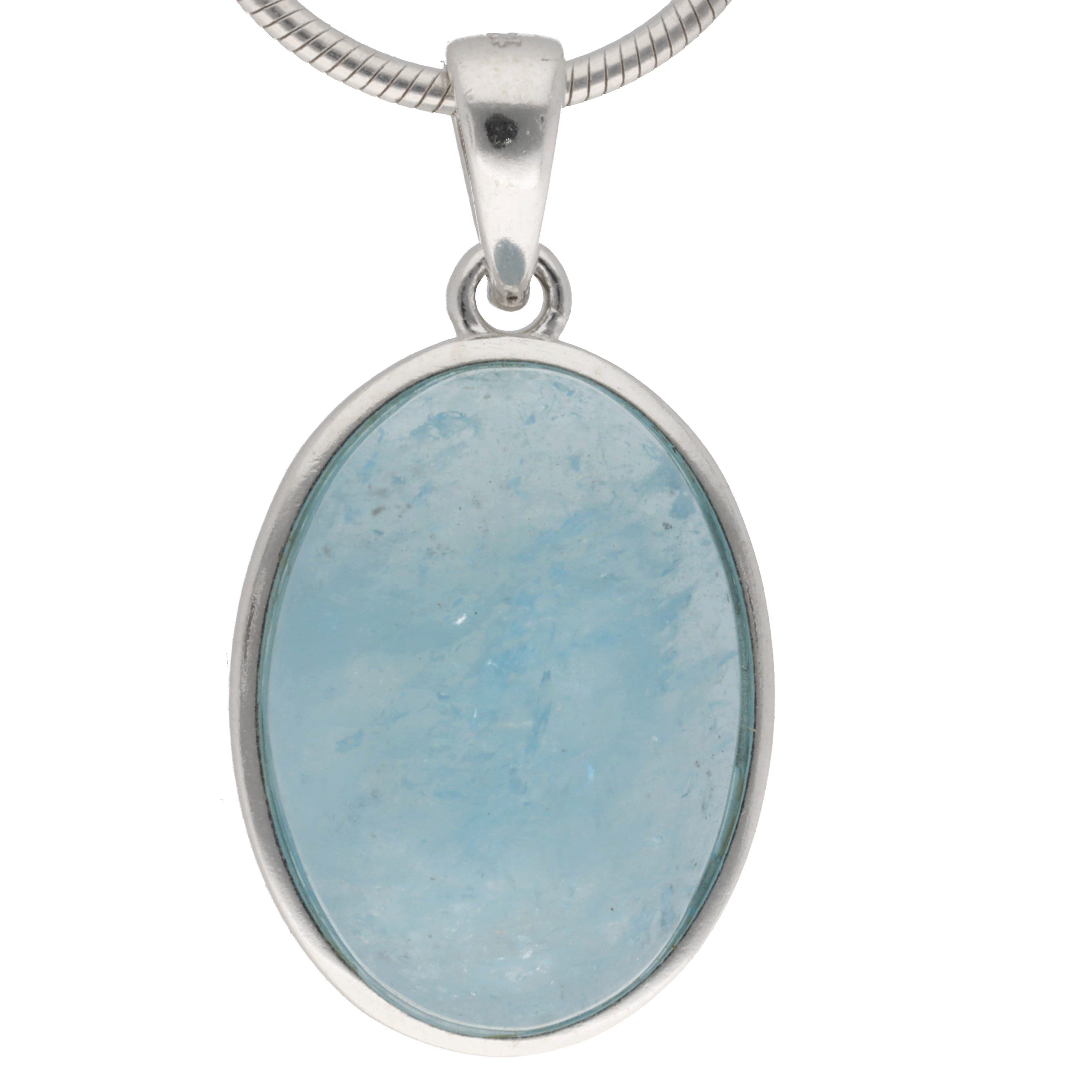 Lebensquelle Plus Kettenanhänger Aquamarin Anhänger (oval) in Silber gefasst
