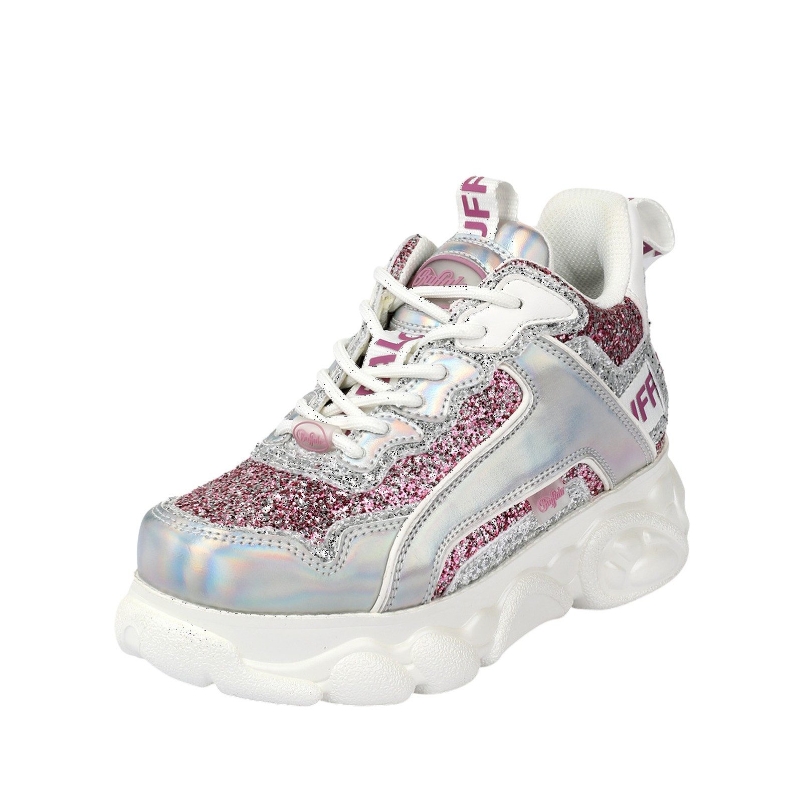Buffalo 1636604 CLD CHAI Low Top White Pink Glitter Sneaker