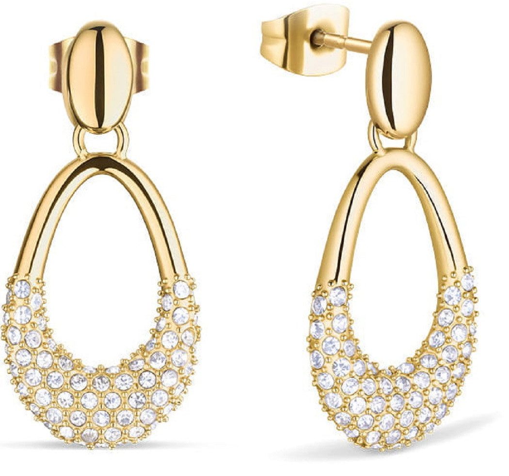 Bering Ohrhänger-Set Arctic Pavé Ohrringe, goldglänzender Edelstahl, funkelnde Kristalle