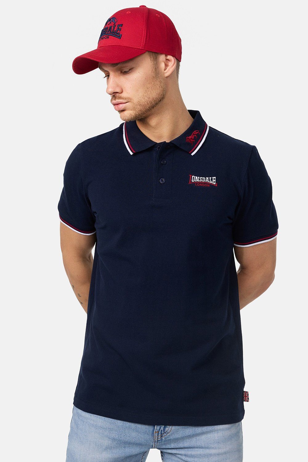 Lonsdale Poloshirt LION Navy/Dark Red