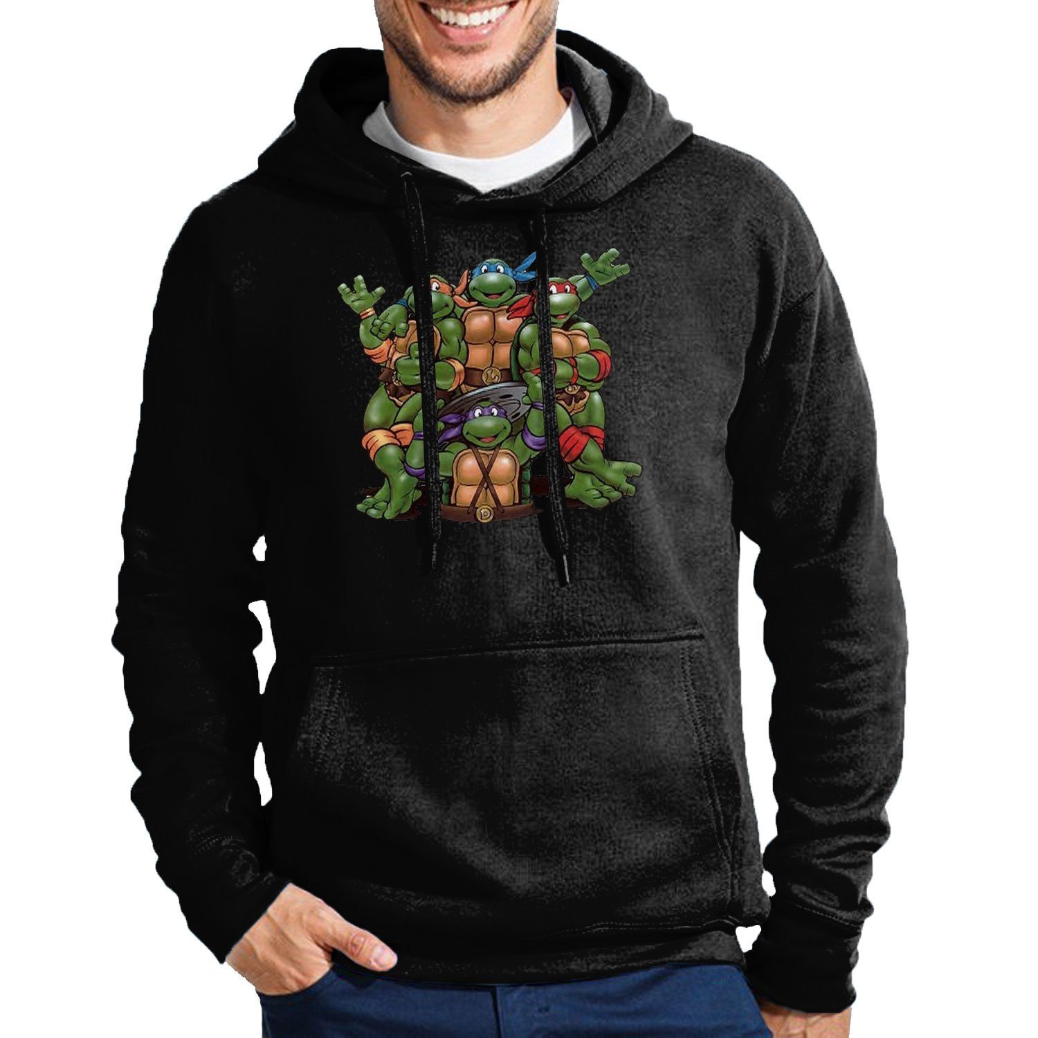 Blondie & Brownie Hoodie Herren Turtles Ninja Schildkröten Mit Kapuze Schwarz