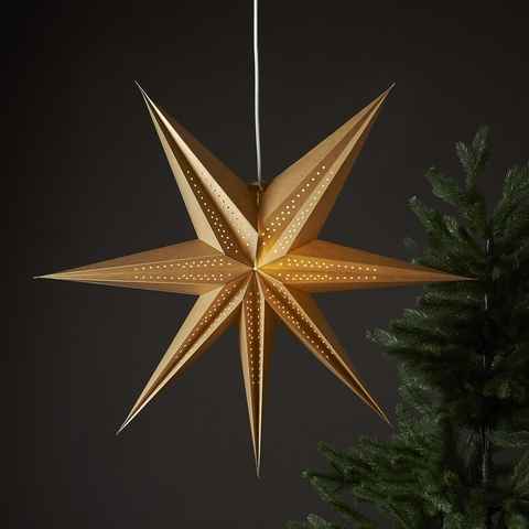 MARELIDA LED Stern Papierstern Leuchtstern Weihnachtsstern Advent Faltstern 60cm gold