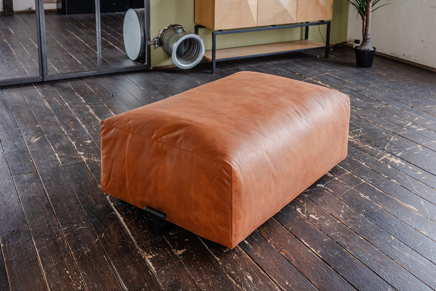 KAWOLA Polsterhocker MIA Sitzelement Lederfaserstoff – Modul für Sofa – modern, Edle Lederoptik, pflegeleicht & kombinierbar mit weiteren MIA Modulen