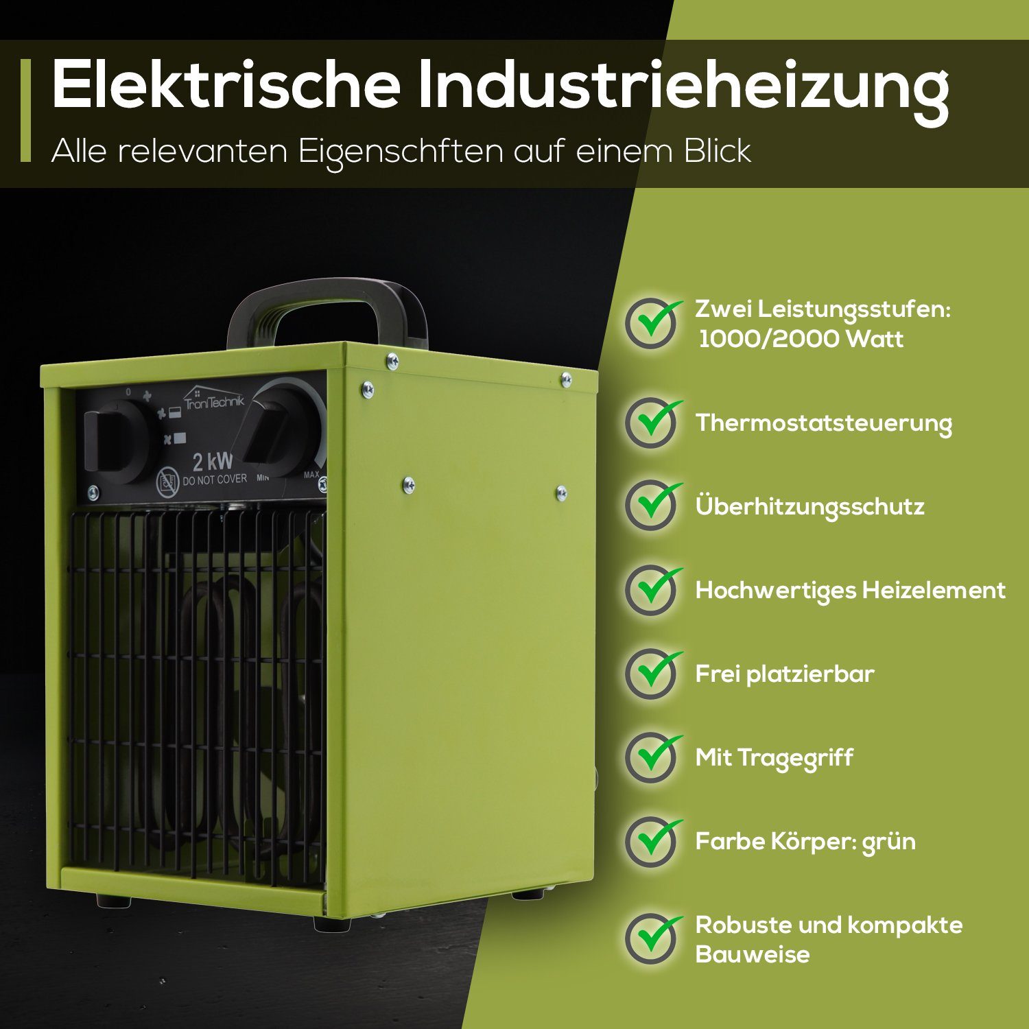 TroniTechnik Heizlüfter Industrieheizung, Heizgerät, Schnellheizer TT-EIH-1 günstig online kaufen