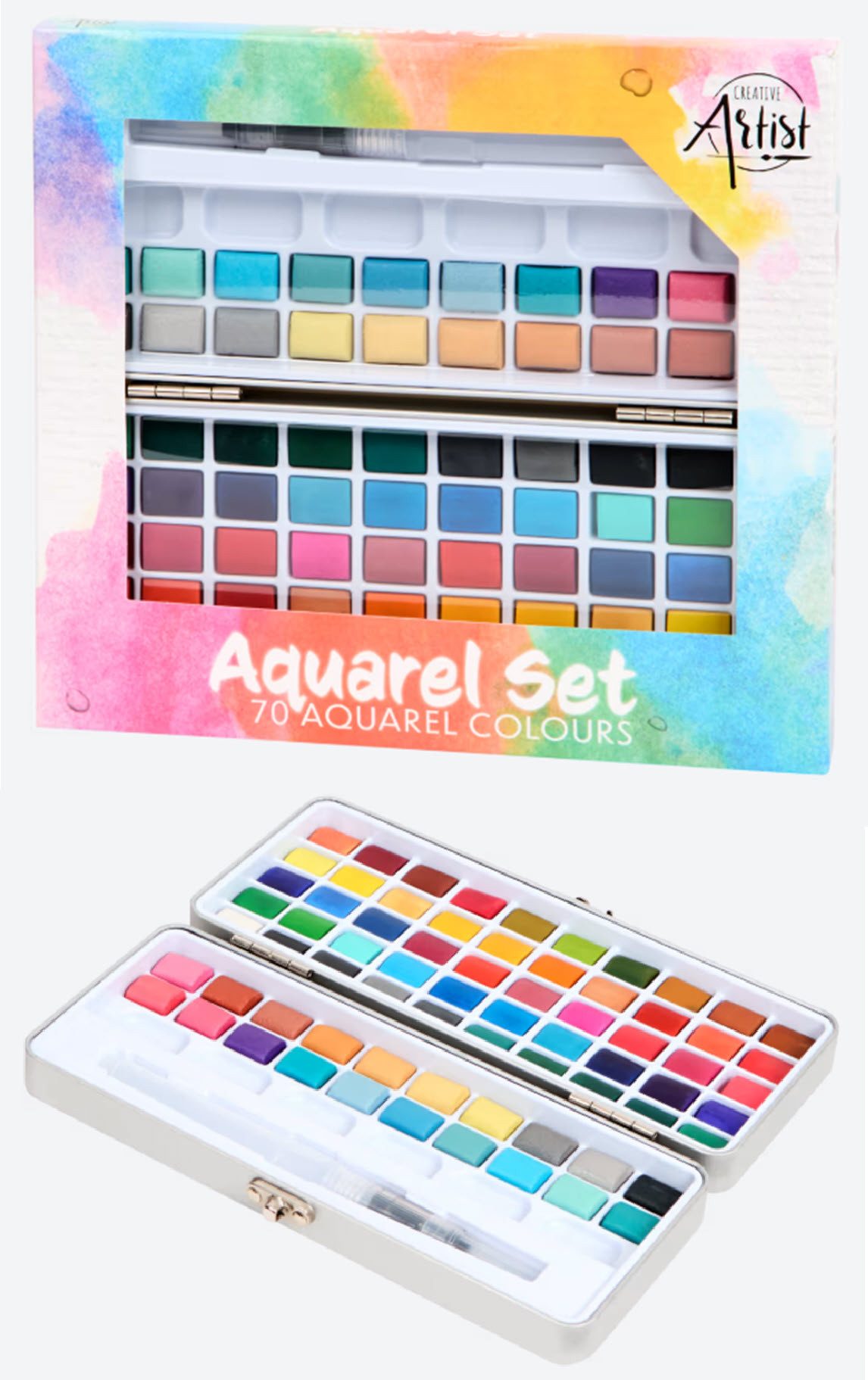 Creative Artist Aquarellfarbe Aquarellset in Dose 36 Farben mit Pinseln Aquarellfarbset