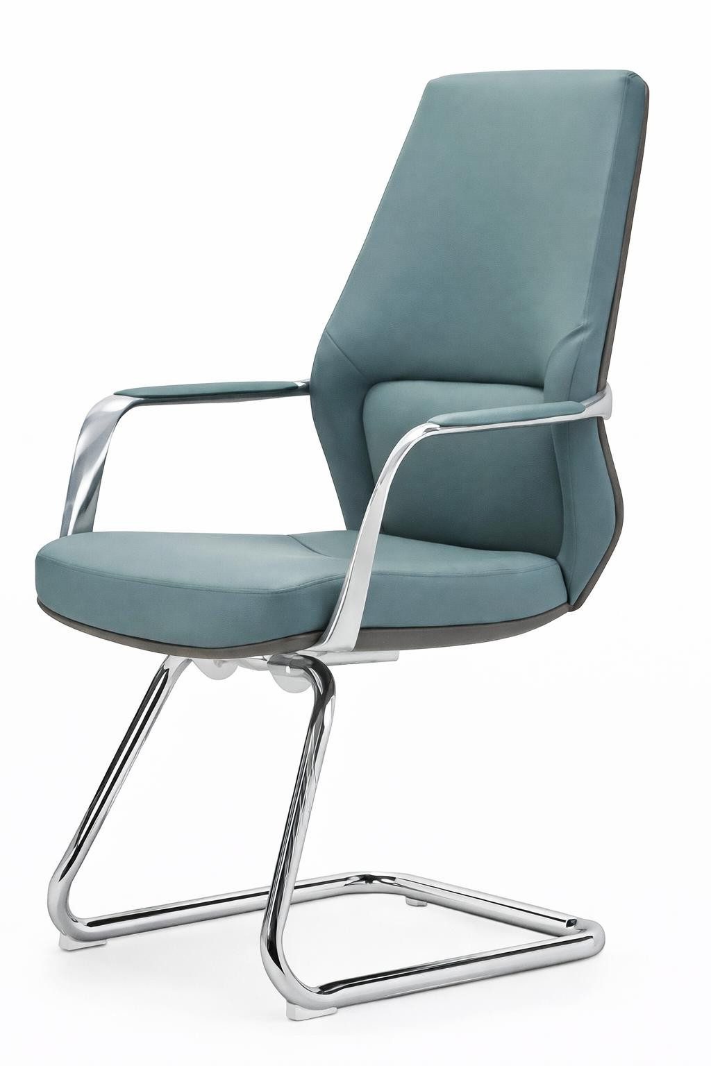 Xlmoebel Besucherstuhl Blauer Chefsessel aus Leder mit ergonomischem Design und, Made in Europa