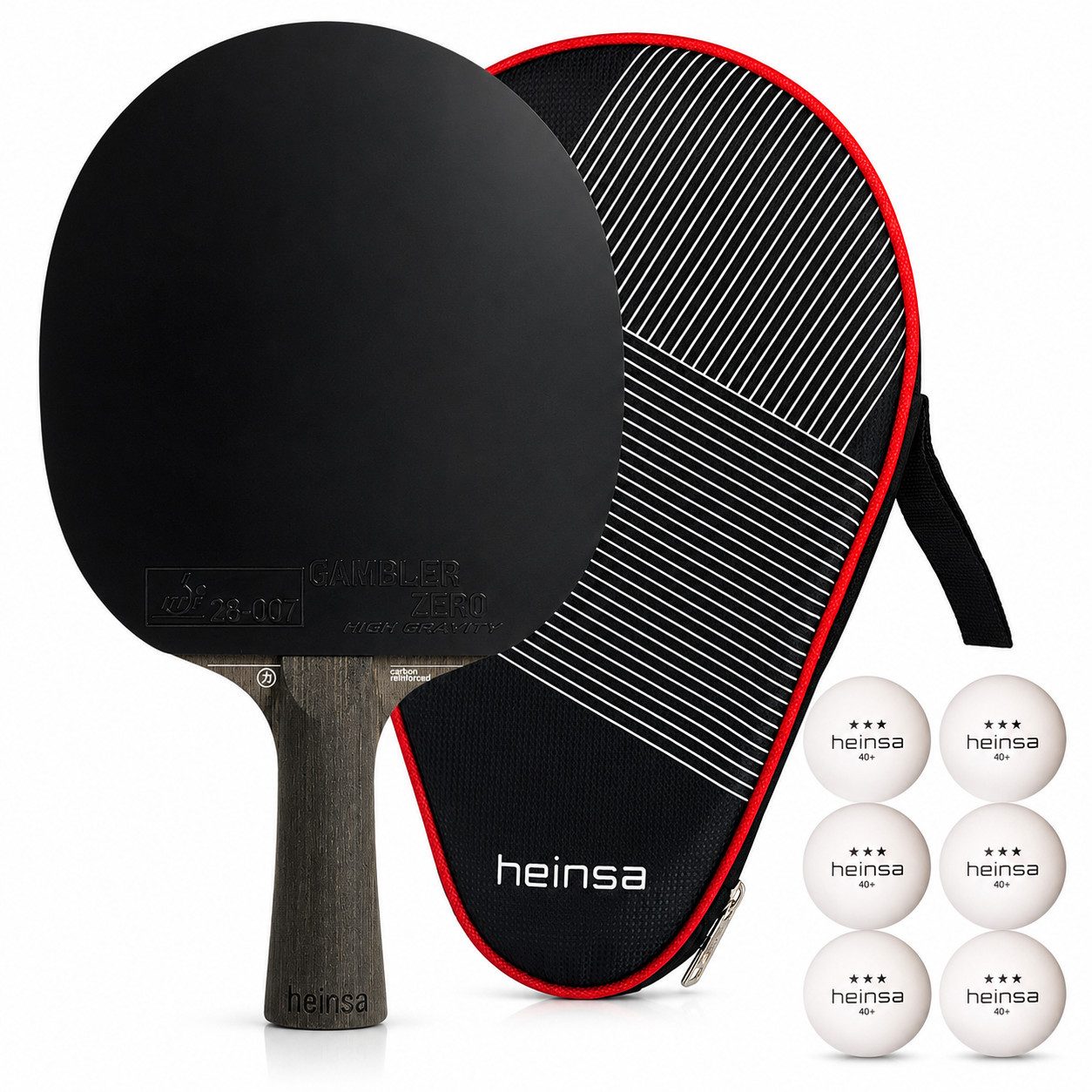 heinsa Tischtennisschläger heinsa Tischtennisschläger Tischtennis-Set Black Edition (8-tlg)