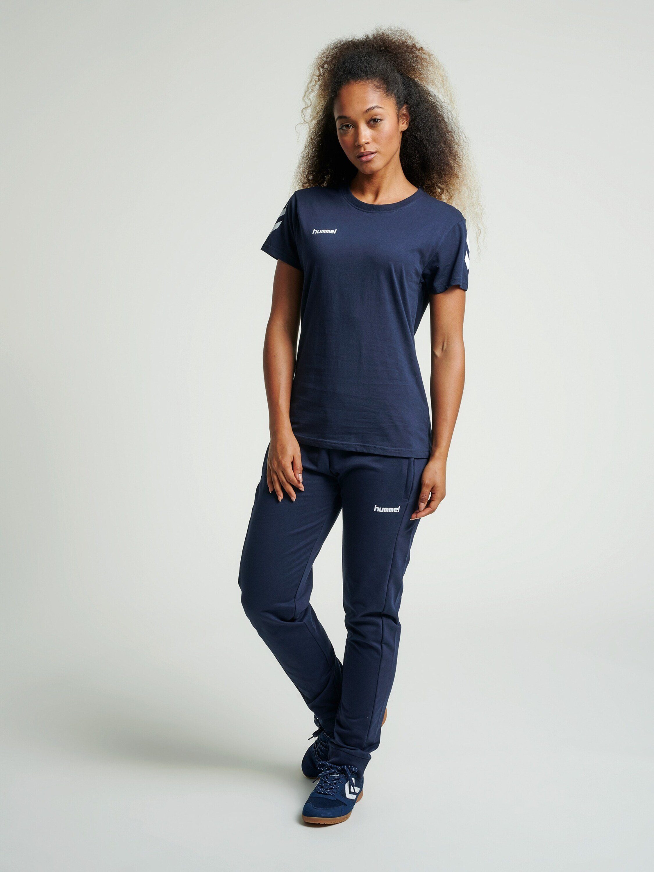 hummel T-Shirt (1-tlg) Plain/ohne Seitenstreifen Details, Blau