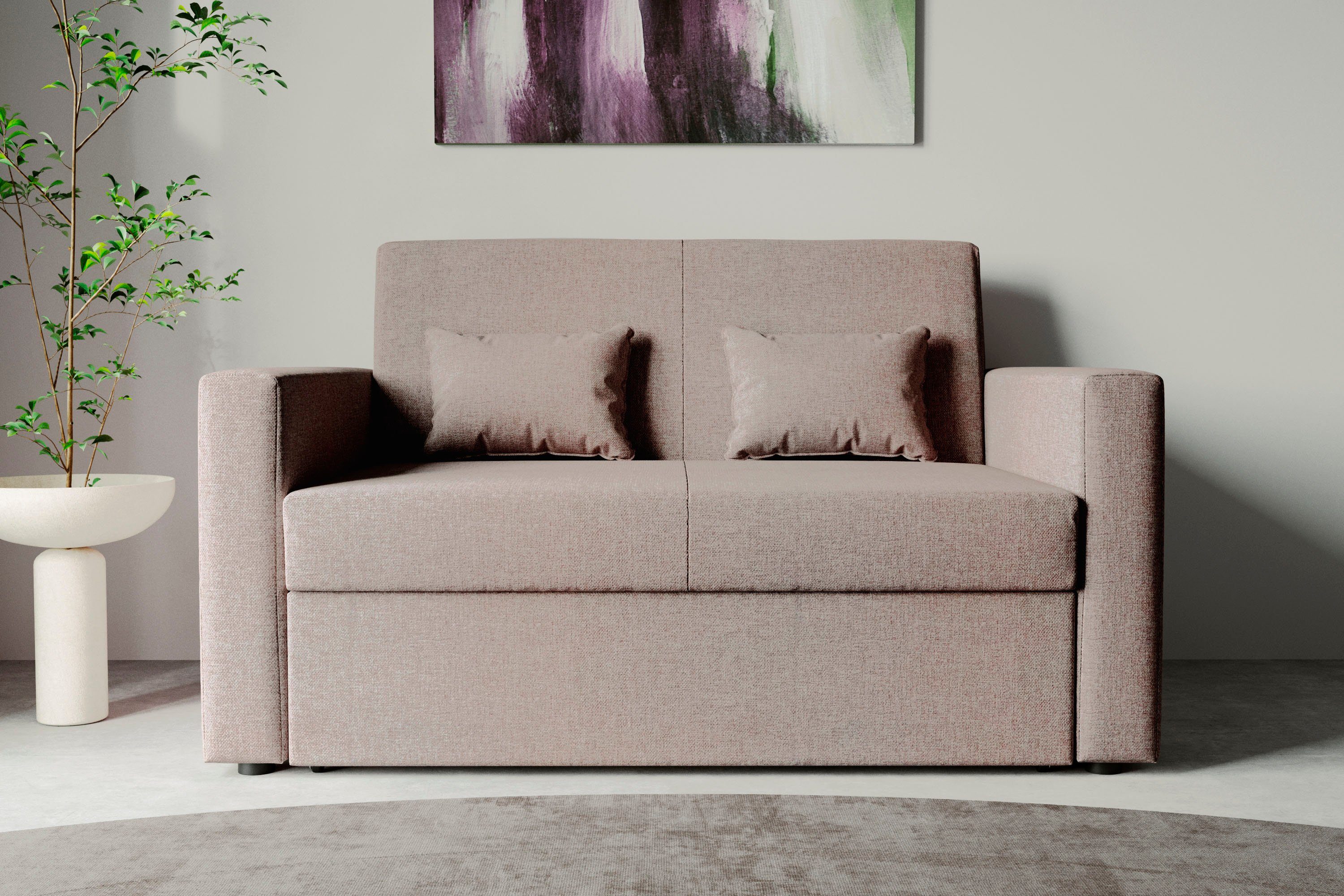 INOSIGN Schlafsofa Ravena, kompaktes 2-Sitzer Sofa, mit Bettfunktion beige