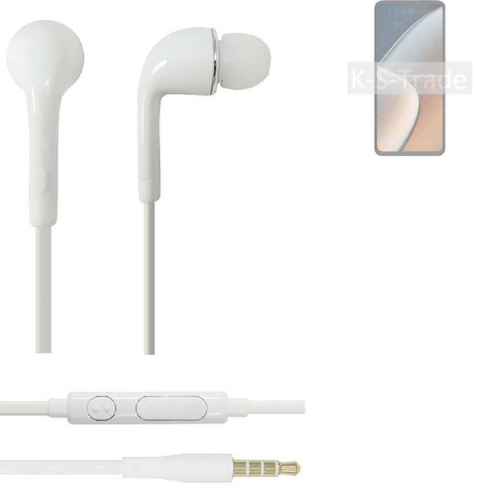 K-S-Trade In-Ear-Kopfhörer (Kopfhörer Headset kompatibel mit HiSense  Infinity H60 Zoom mit Mikrofon u Lautstärkeregler weiß 3,5mm Klinke Kabel  Headphones Ohrstöpsel Ohrstecker stereo)