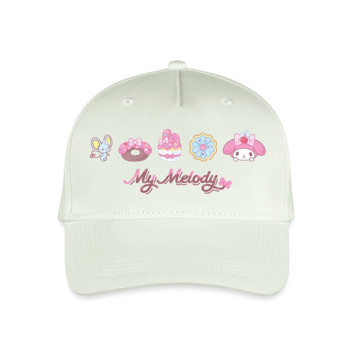 Spreadshirt Baseball Cap My Melody Mit Flat Und Gebäckstücken Kinder Bio Basecap (1-St)