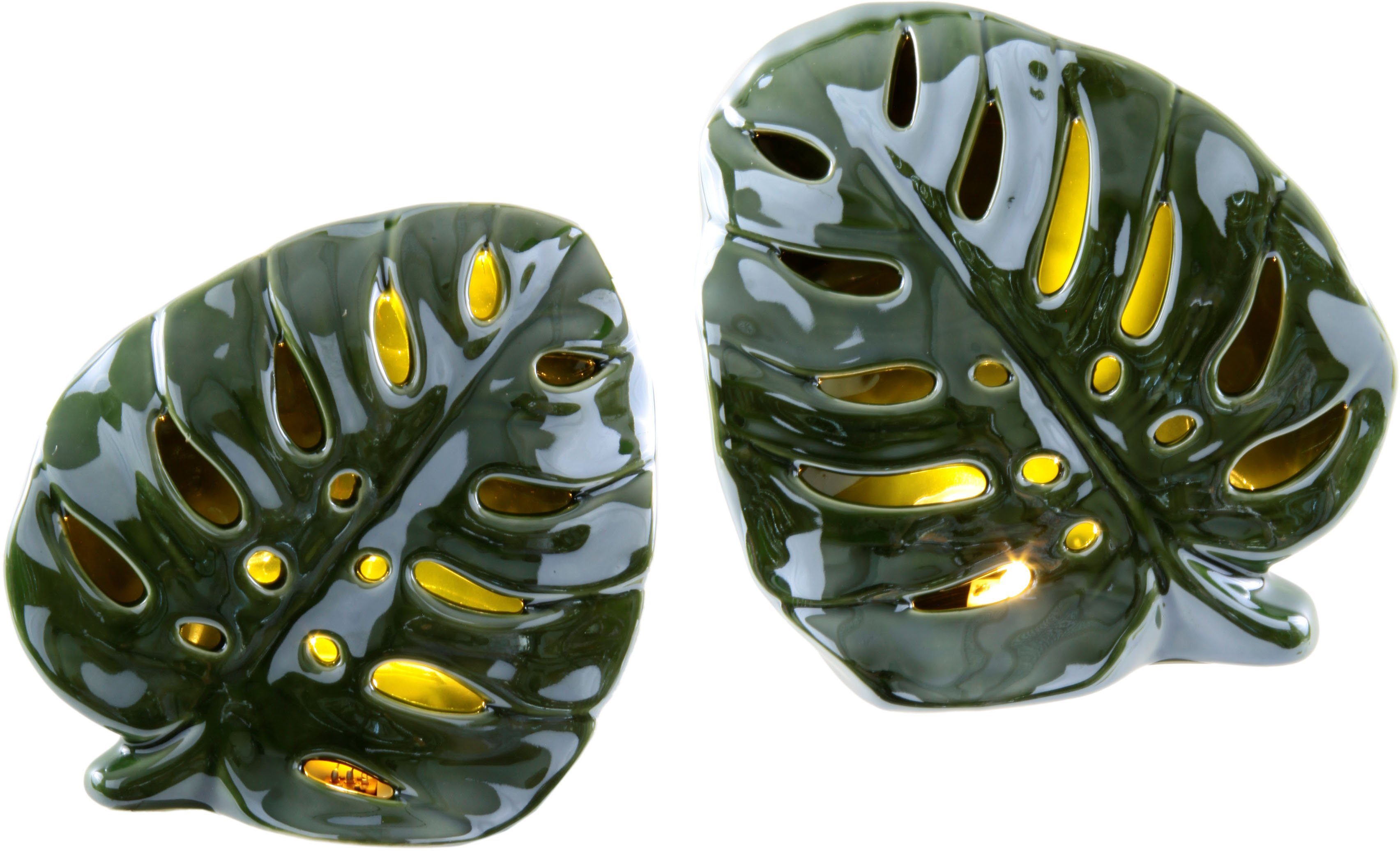 I.GE.A. Windlicht Blatt mit LED-Licht, 2er Set günstig online kaufen