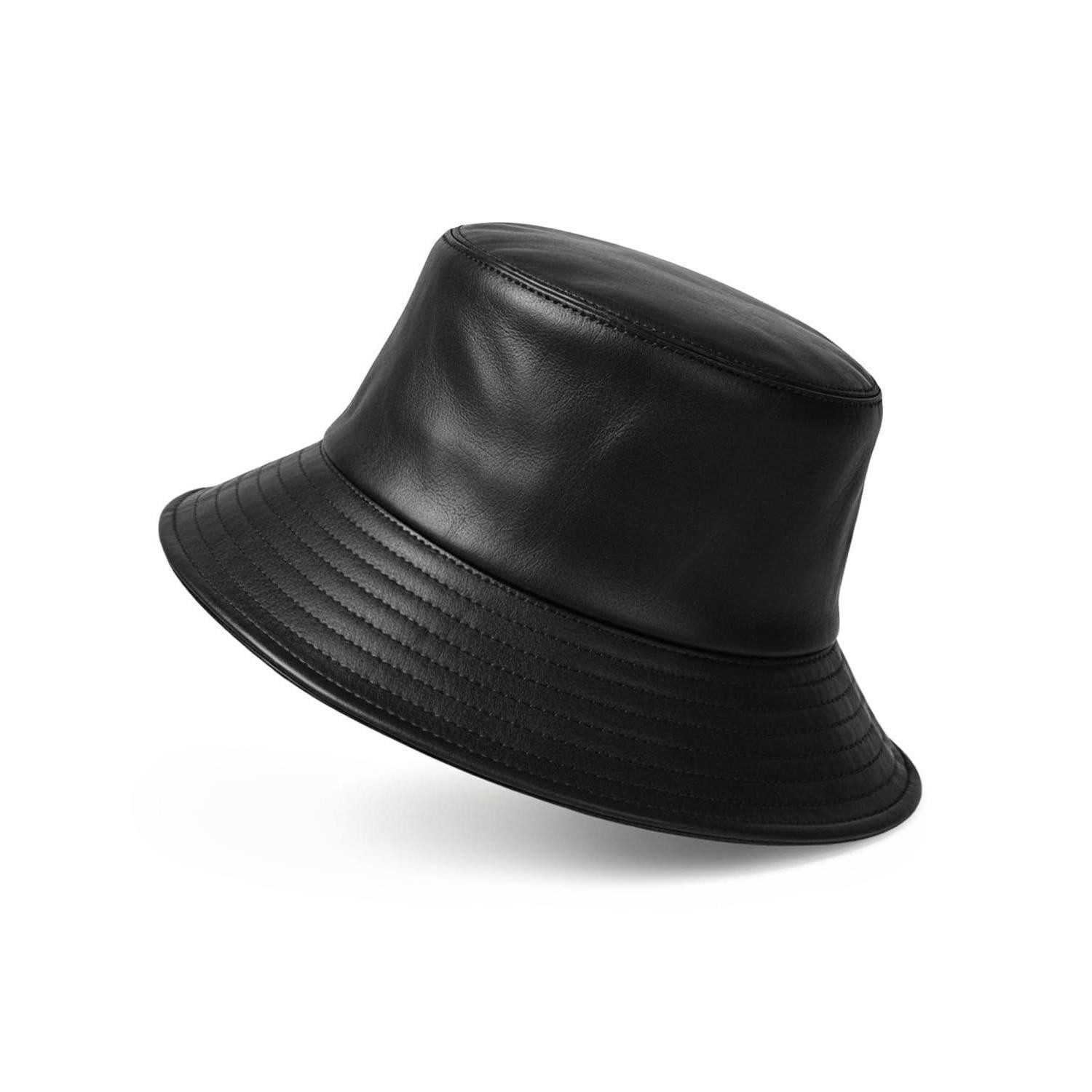 LuxusKollektion Fischerhut Fischerhut Anglerhut Wanderhut PU Leder Winter Krempe Schwarz XL