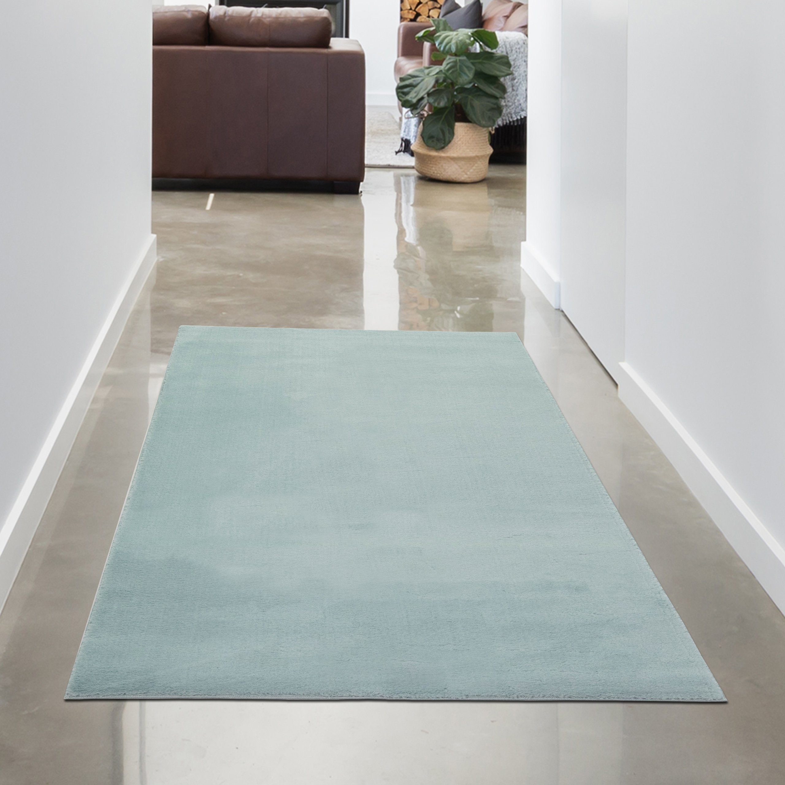 Teppich Wohnzimmer Shaggy Teppich mit weichem Hochflor in blau, Carpetia, rechteckig, Höhe: 18 mm