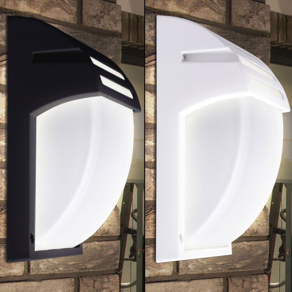etc-shop Außen-Wandleuchte, LED Außen Wand Leuchte Fassaden Glas ALU Lampe Beleuchtung Weiß Terrassen