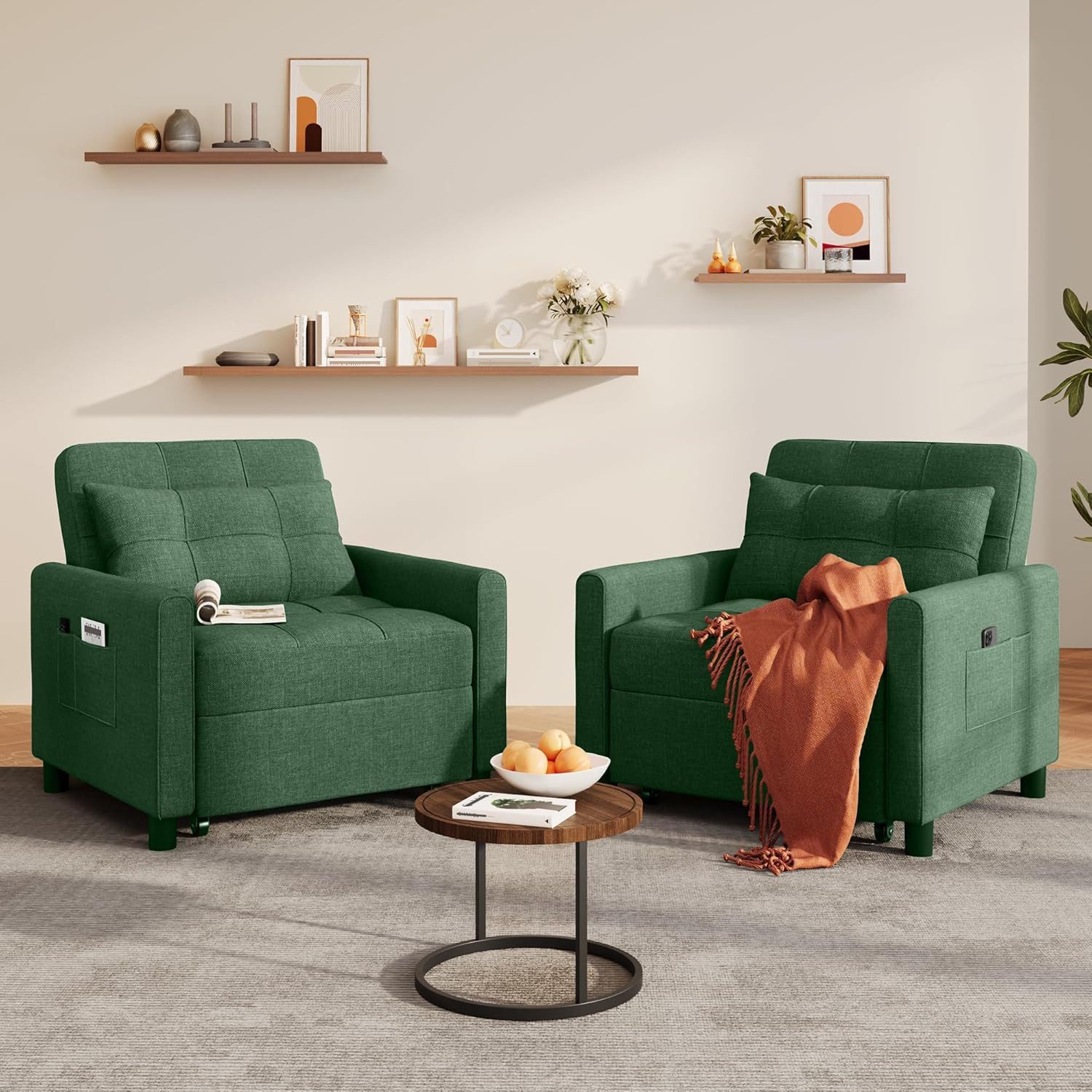 Blishom Relaxsessel 3-in-1 Schlafsessel Schlafsofa Klappbett Relaxsessel 78x86x84 cm, multifunktionaler Sessel zum Ausziehen als Gästebett