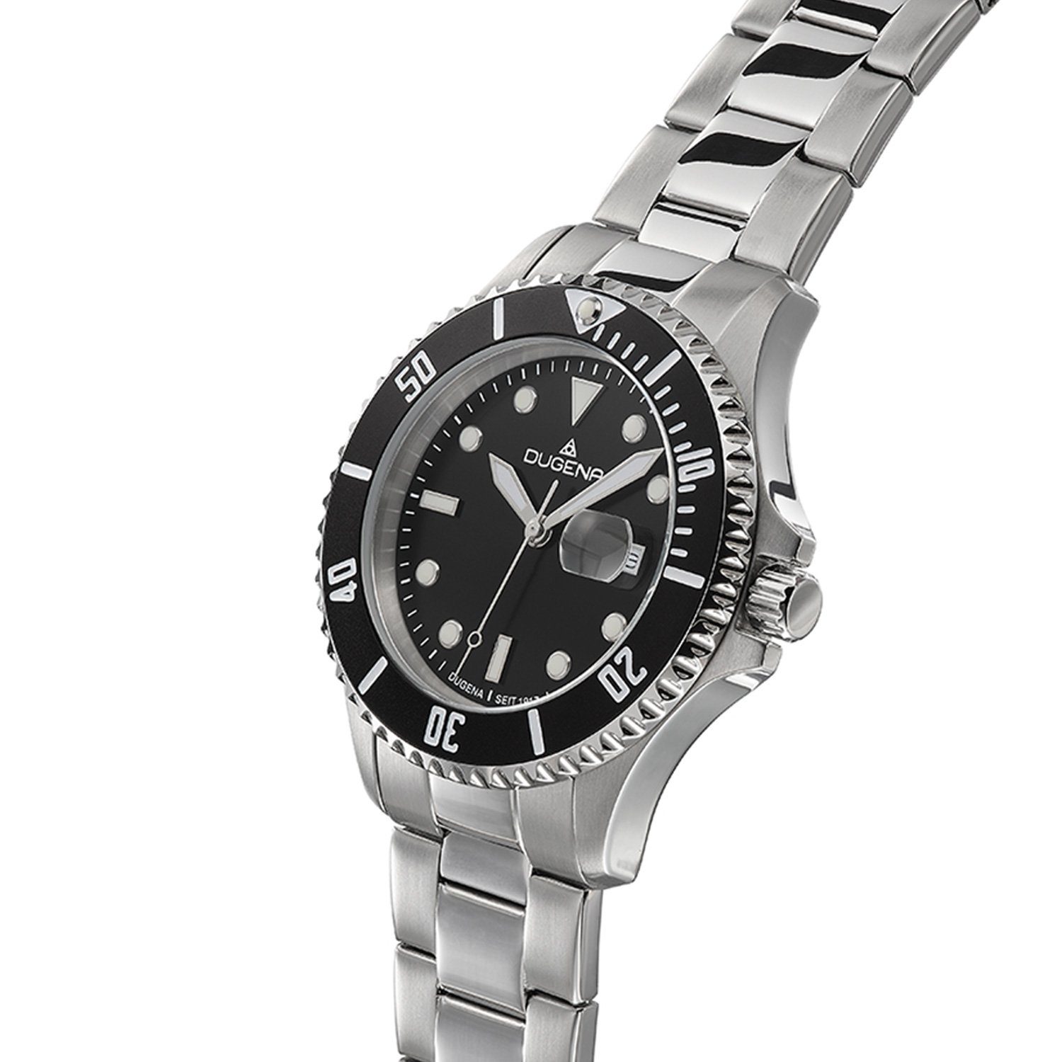 Dugena Quarzuhr Herrenuhr 4461002-1 Diver XL, Quarz, schwarzes Zifferblatt, Edelstahl