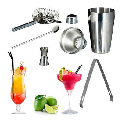 relaxdays Cocktail Shaker 2 x Cocktailset Edelstahl 5-teilig, Edelstahl