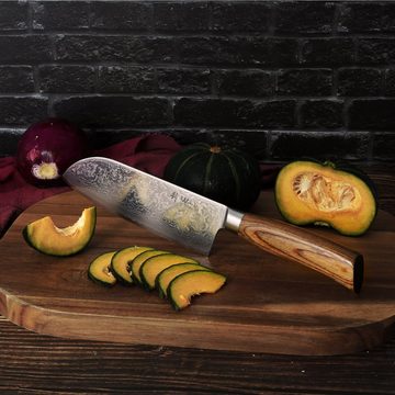 Wakoli Asiamesser EDIB Pro Damast Santoku Messer spezial I 17cm Klinge I Pakkaholzgriff