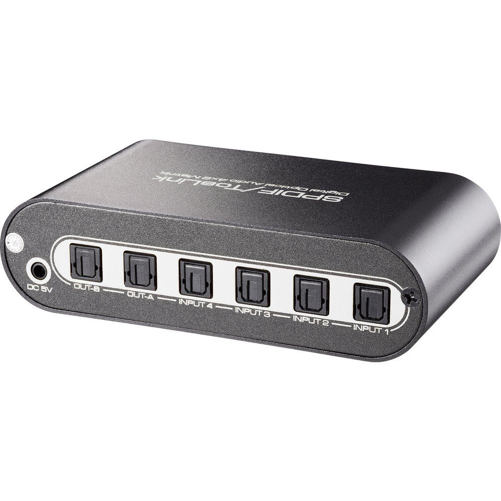 SpeaKa Professional 4x2 Port Toslink-Matrix-Switch mit Fernbedienung Netzwerk-Adapter