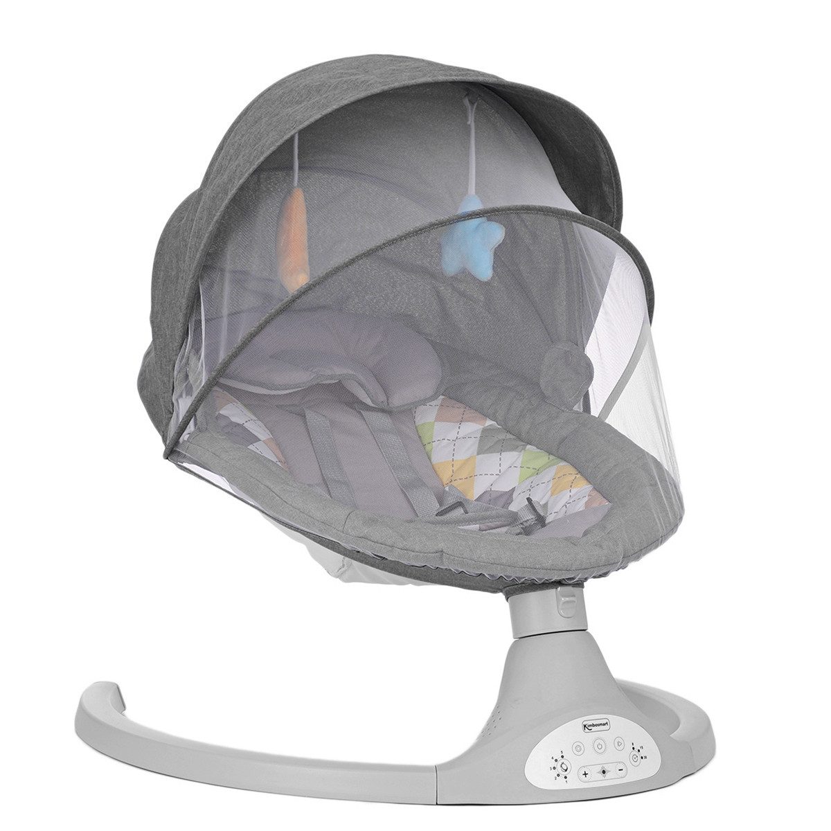 AUDEW Babyschaukel elektrische Babywippe 5 Gang einstellbar, mit Moskitonetz, Musik & Timer max. 9kg