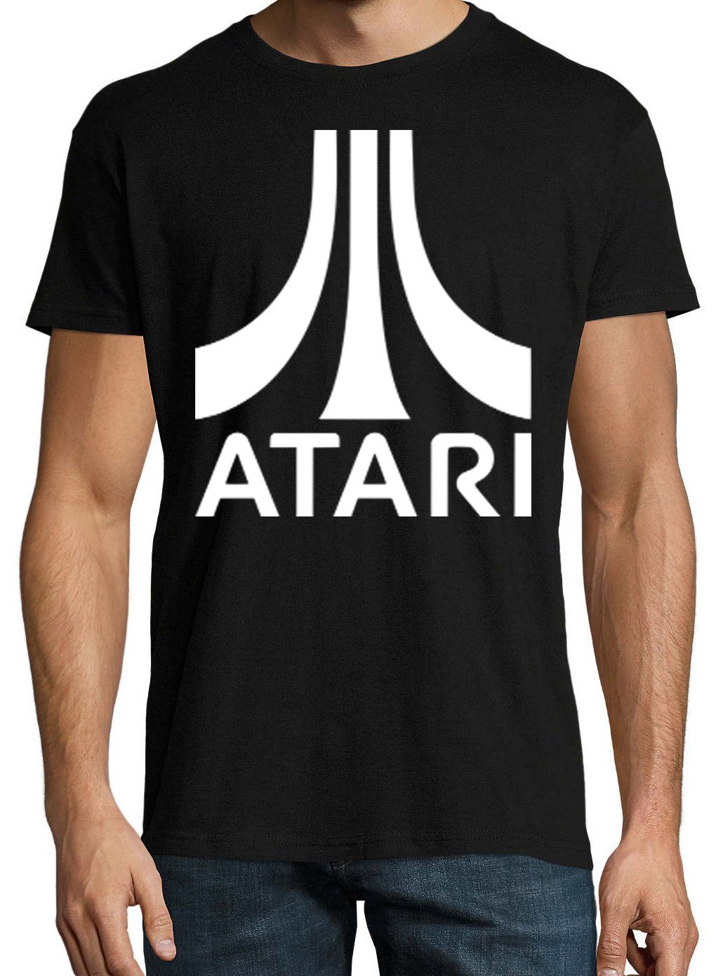 Youth Schwarz T-Shirt tredigem Frontprint mit Atari T-Shirt Herren Designz