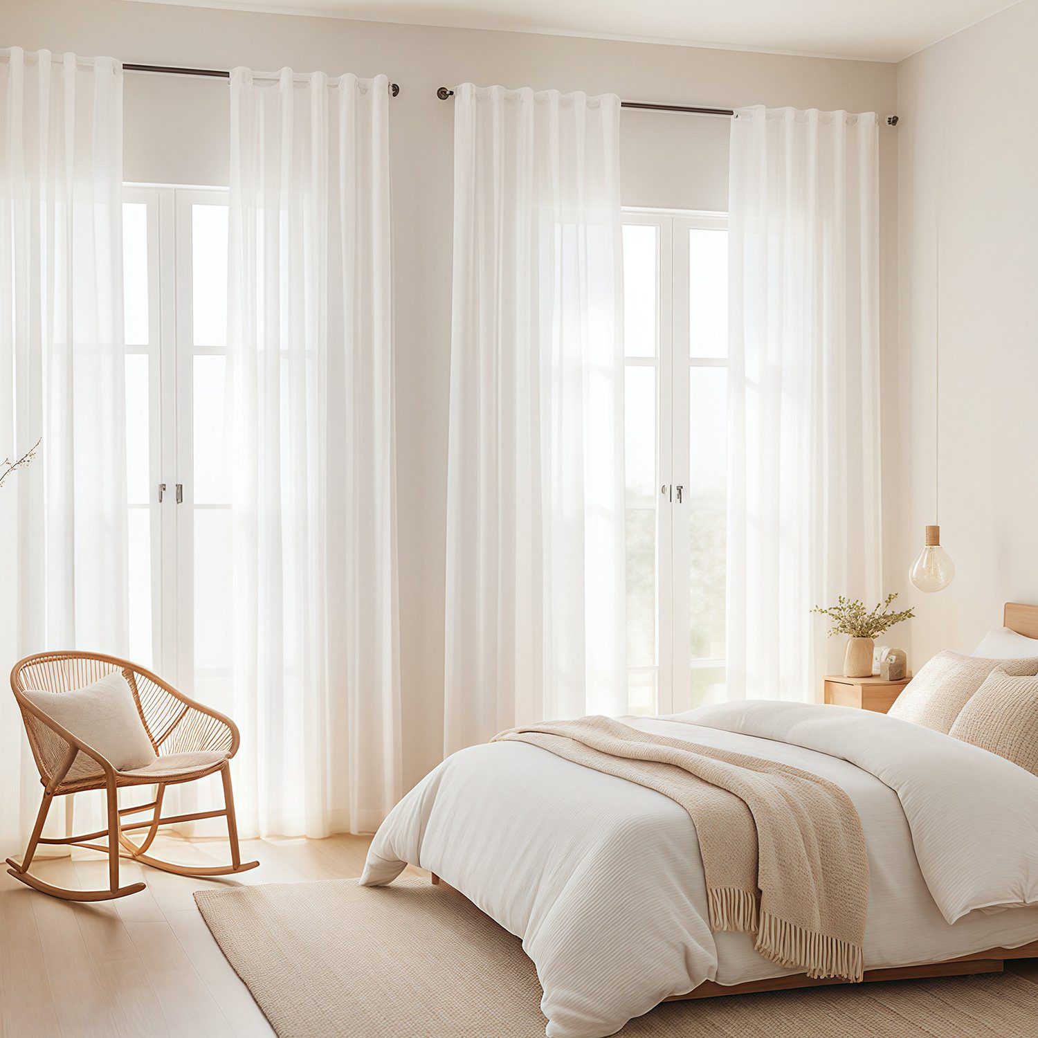 Simloveve Gardine Voile Gardinen Weiss Halbtransparent Ösenvorhang 2er Set günstig online kaufen