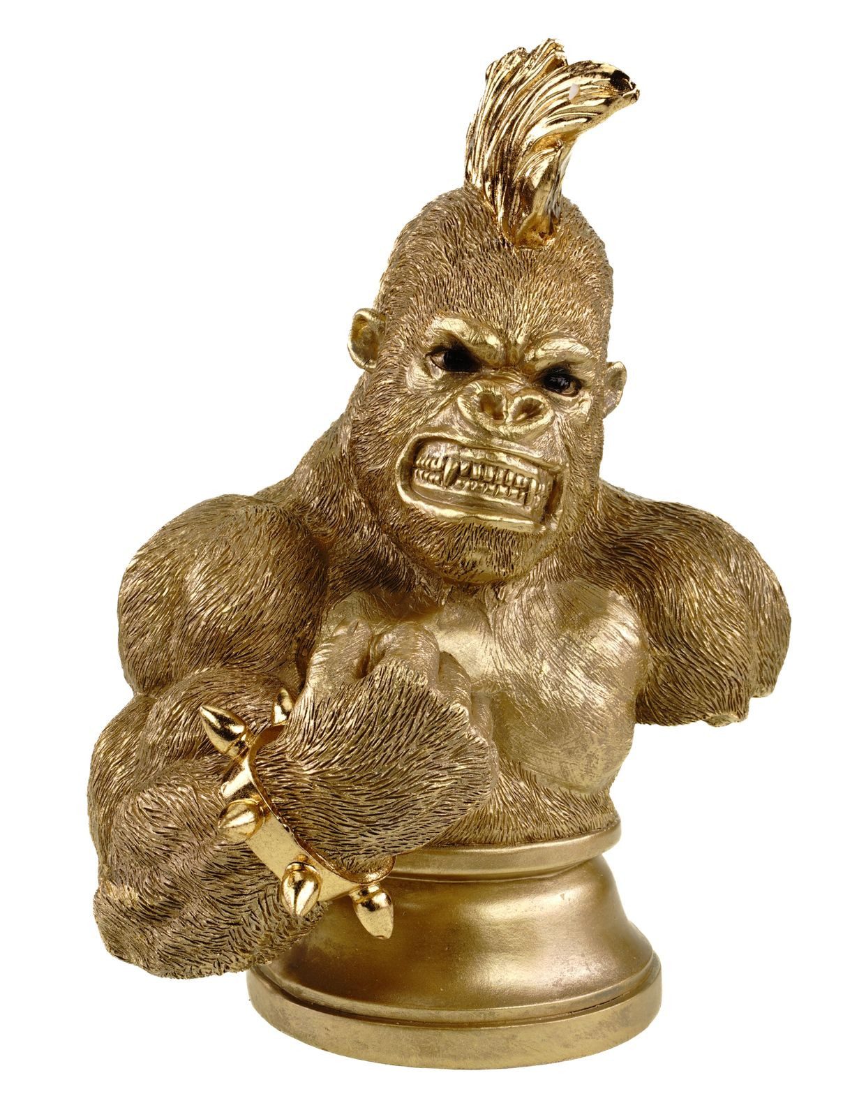 Dekofigur Starke XXL Gorillabüste Gold Skulptur Deko 30 cm Polyresin