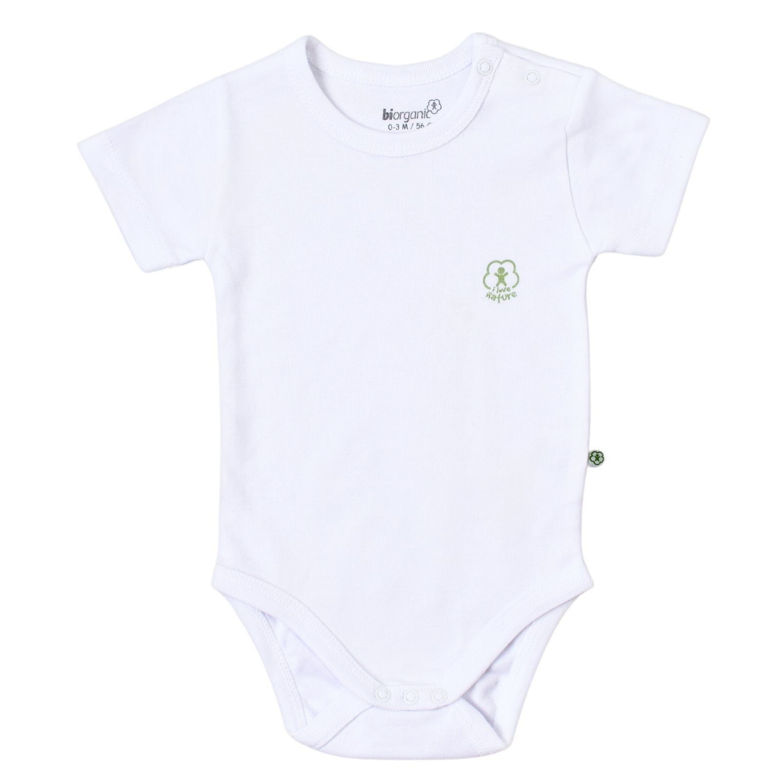 biorganic Kurzarmbody Basic Nature für Jungen und Mädchen, Unisex, Baby Body (1-tlg) Kurzarm, 100% Bio-Baumwolle, GOTS-zert., mit praktischen Druckknöpfen