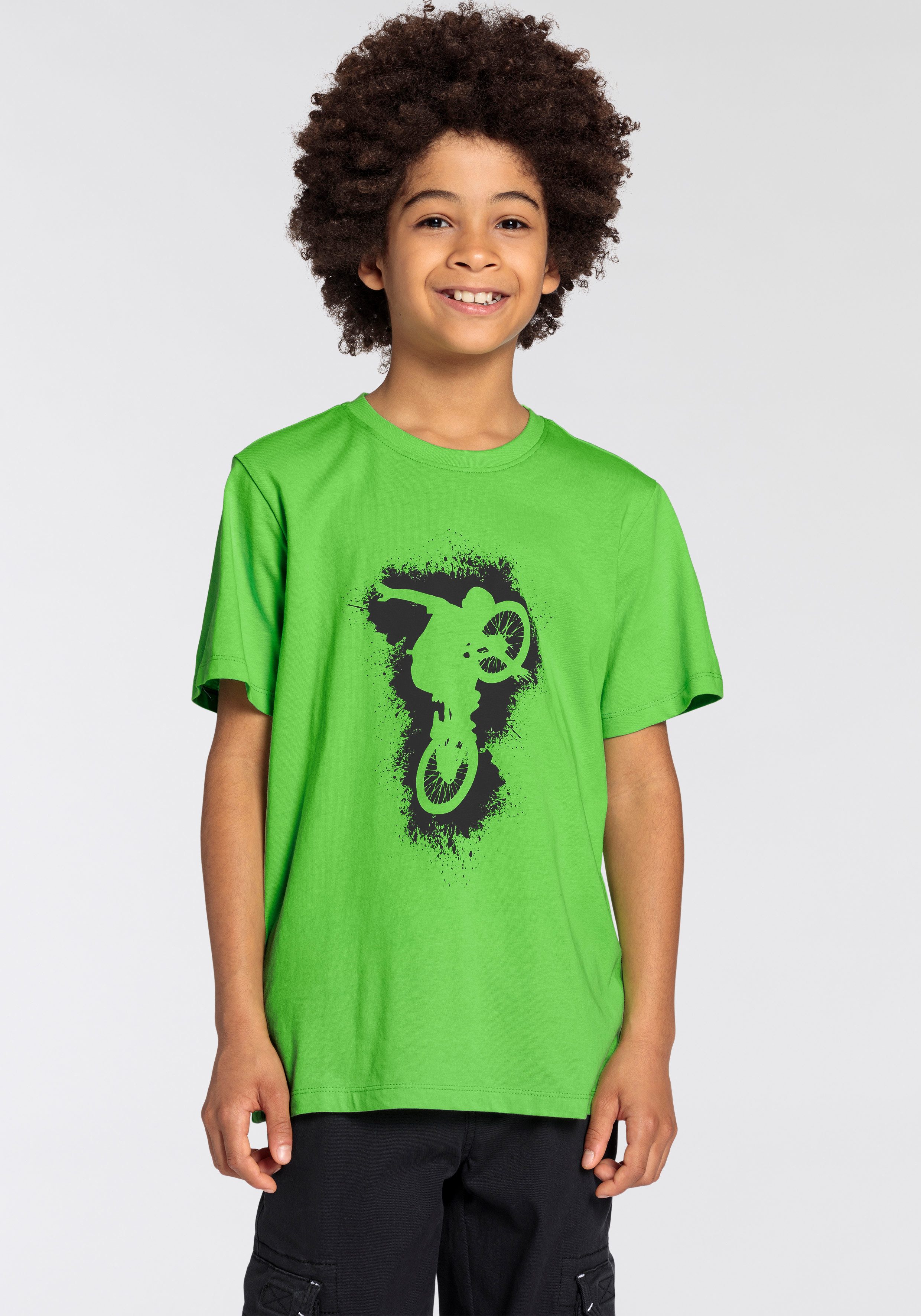 KIDSWORLD T-Shirt Biker - Druck Kurzarm, Basic-Passform, mit stylischem Druck, Rundhalsausschnitt