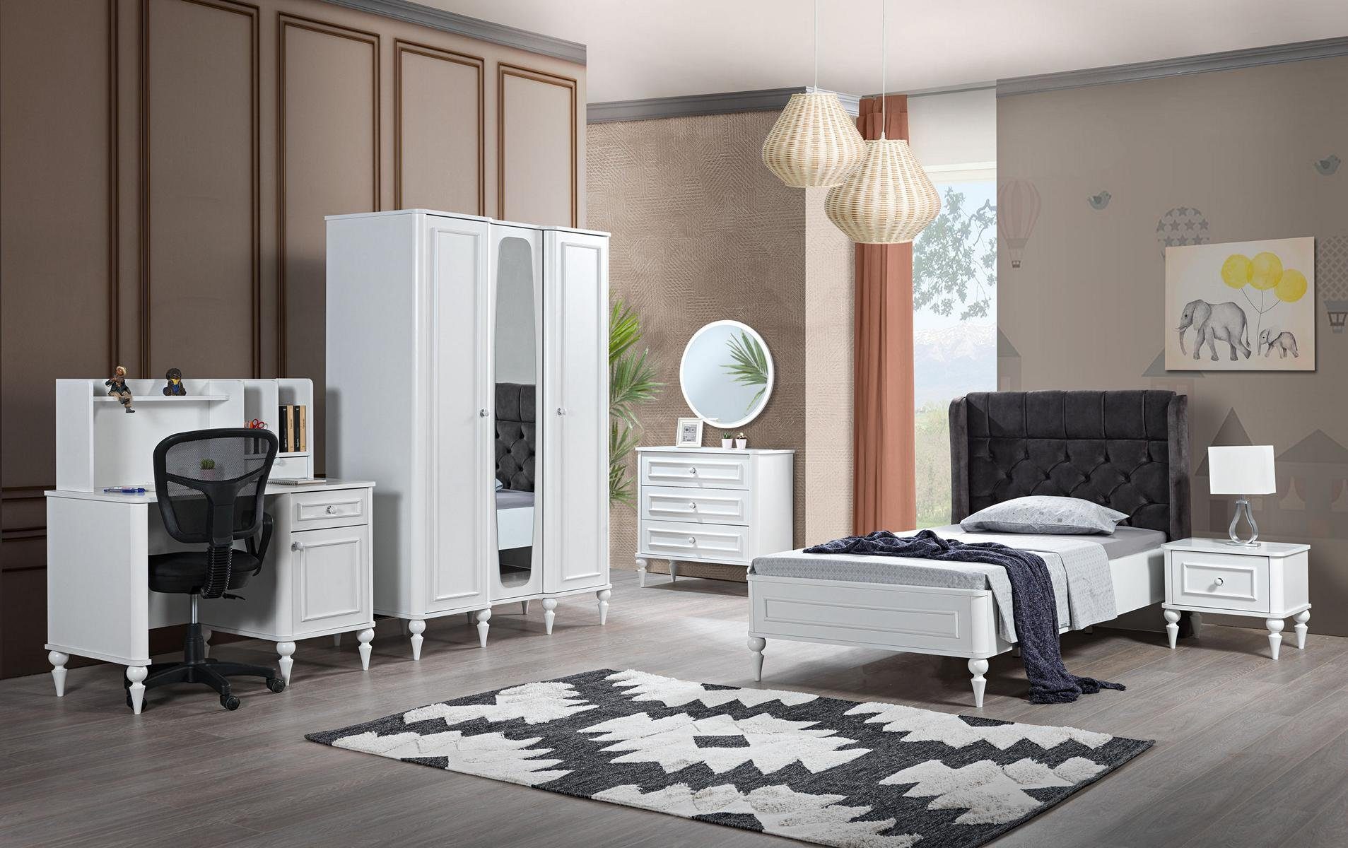 Jugendzimmer-Set Modernes Jugendzimmer Set in Weiß aus hochwertigem Holz