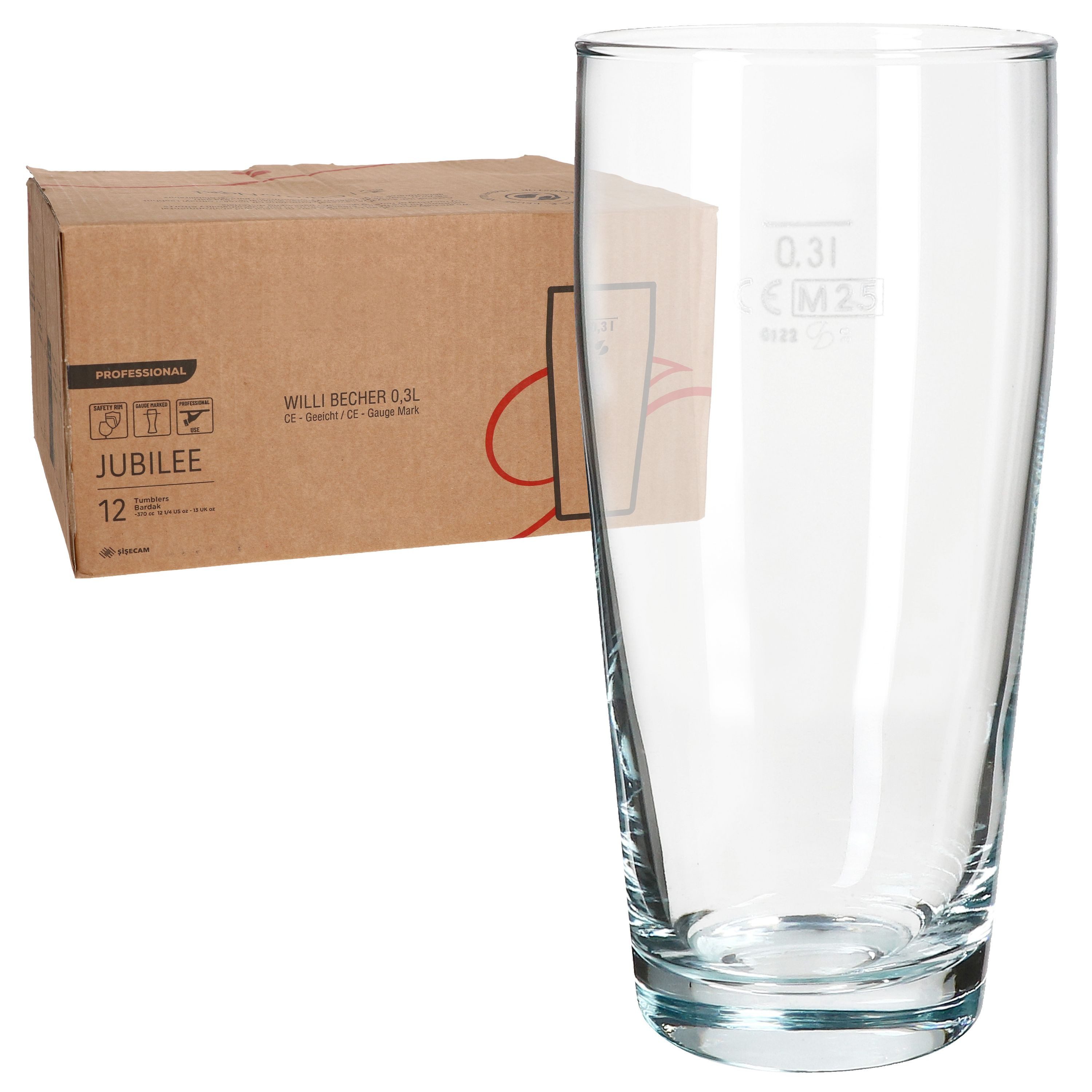 MamboCat Bierglas MamboCat 12er Set Willibecher 0,3 L geeicht Bierglas Trinkglas Drinks, Glas