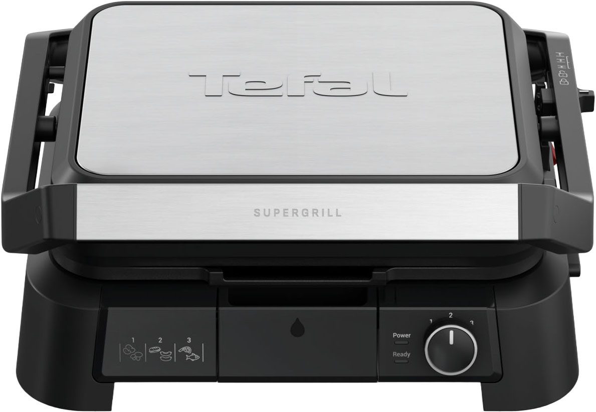 Tefal Kontaktgrill SuperGrill 3in1, Kontaktgrill, Barbeque-, Ofenposition, 3 Temperaturen, 2000 W, spülmaschinengeeignete Platten, platzsparende Aufbewahrung, GC510D