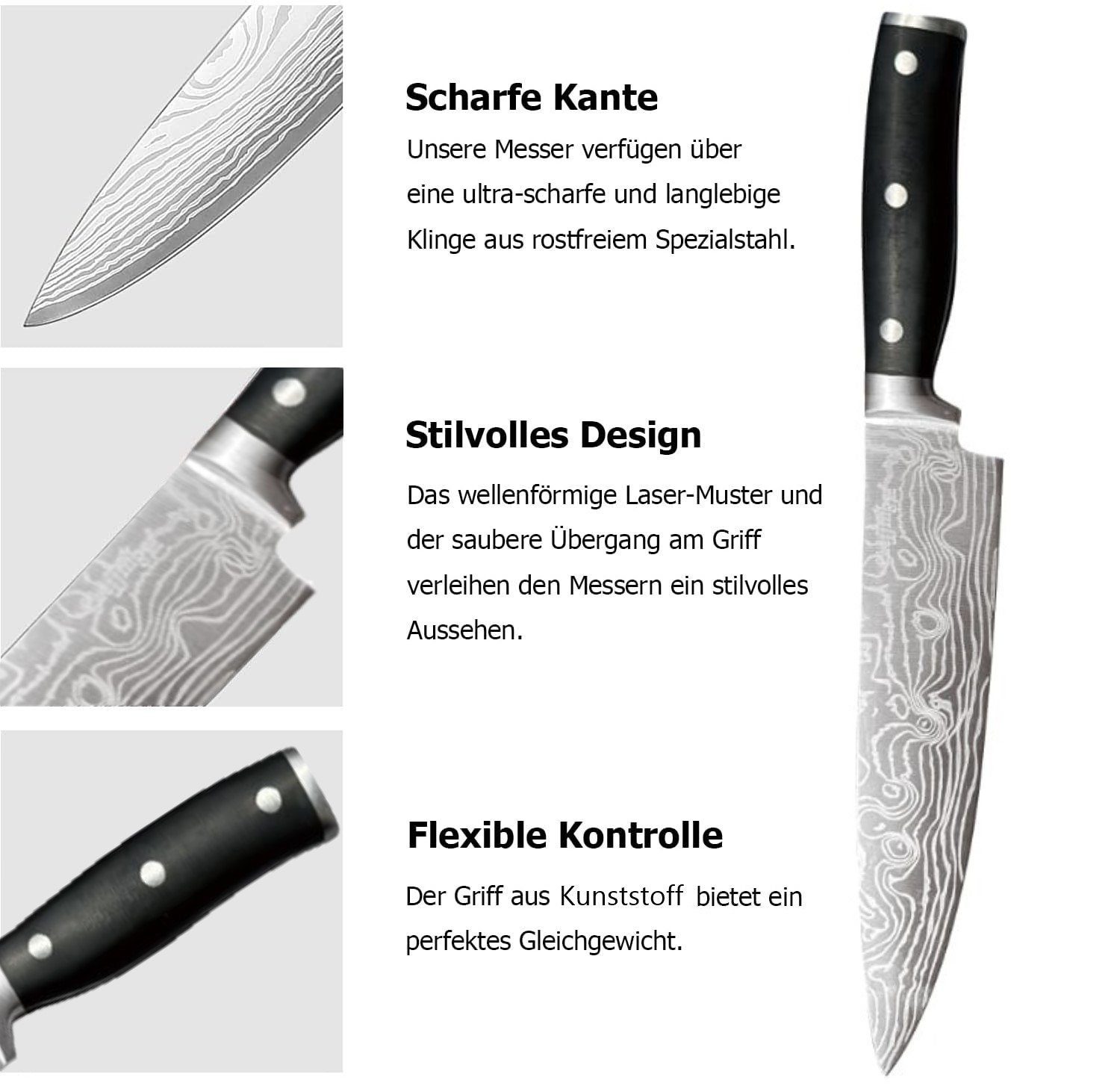 mit Zubehör Kork-Untersetzer 3 Deckel Messerblock Töpfe (Set, Pfanne Edelstahl Antihaft Messer Inkl. 3 + rostfrei), Kochtopf Messerset 3 Induktion + 1 Küchenhelfer KESSMANN 1 Holzlöffel 6tlg, Topf-Set Pfannenwender 17-tlg., + Induktionsherd 11tlg Set