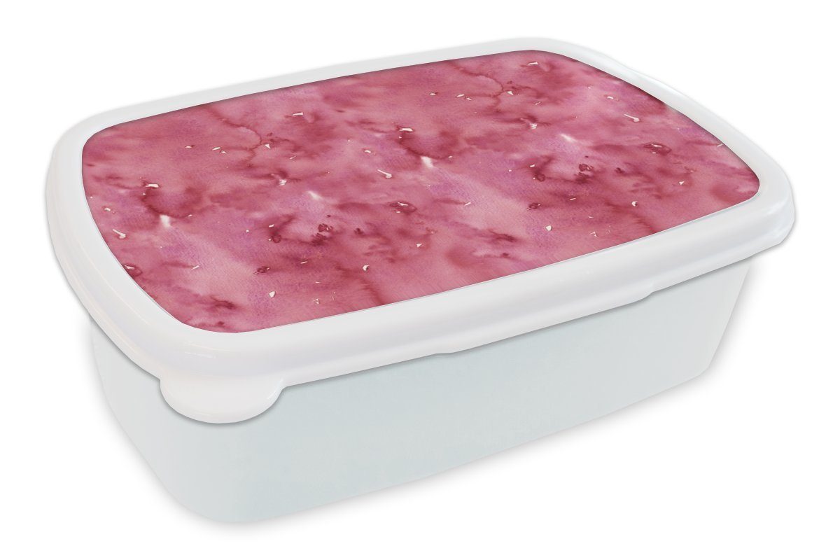 MuchoWow Lunchbox Muster - Aquarell - Rosa, Kunststoff, (2-tlg), Brotbox für Kinder und Erwachsene, Brotdose, für Jungs und Mädchen weiß | Lunchboxen