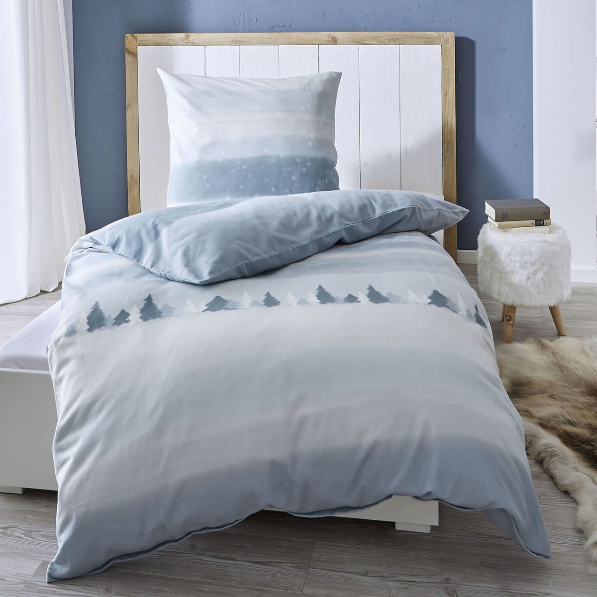 Kaeppel Bettwäsche Feinbiber Let it Snow 135x200 + 80x80 cm 62941 taupe Win günstig online kaufen