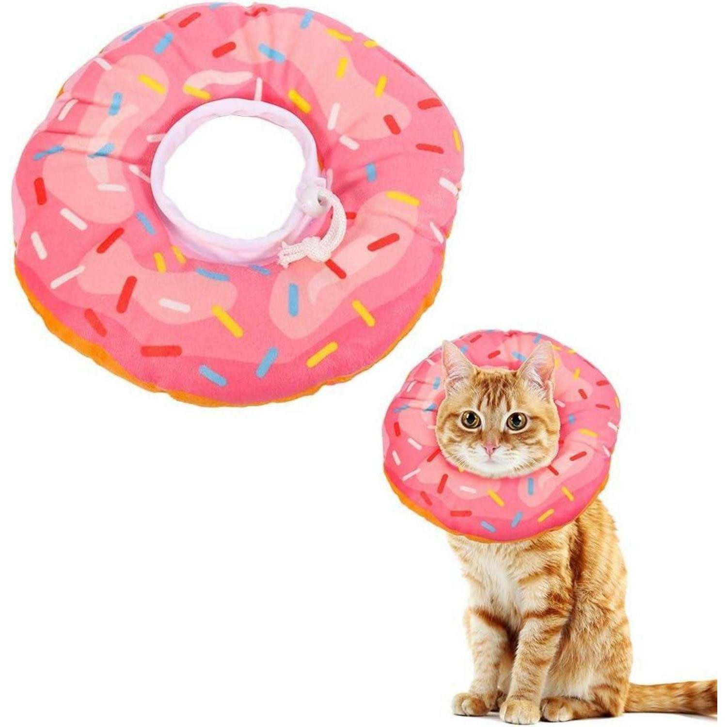 Xinzistar Schutzkragen Halskrause Katzen Halsband Weich Schutzkragen Rosa Donut
