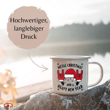 Shirtracer Tasse Metal Christmas and a Heavy New Year, Stahlblech, Weihnachtstasse