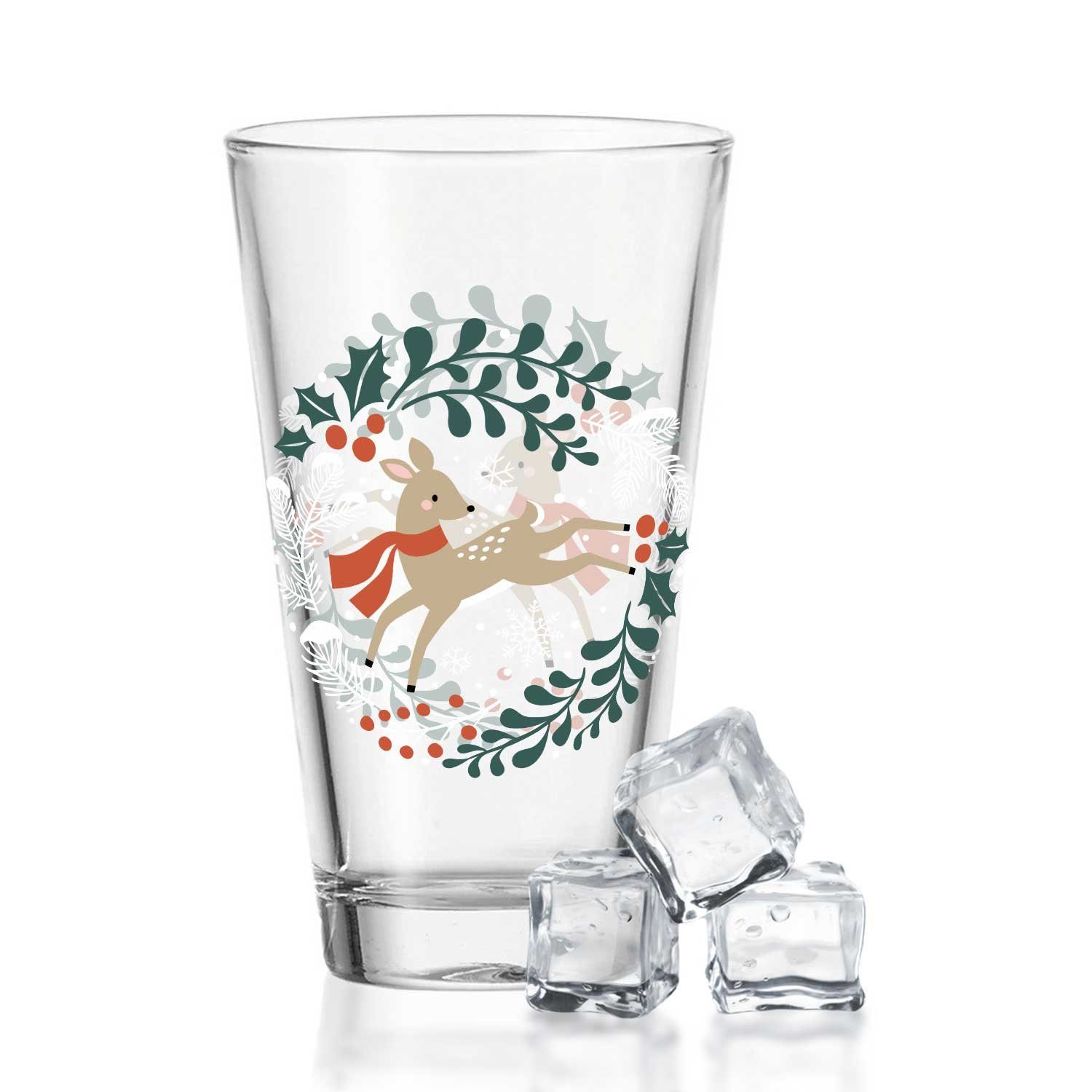 GRAVURZEILE Glas mit UV Druck Weihnachtsmotiv, - Winterreh - Weihnachtsdeko - Geschenke für Jungen und Mädchen, Zur Weihnachtszeit zum Wichteln und als Geschenk für Kinder