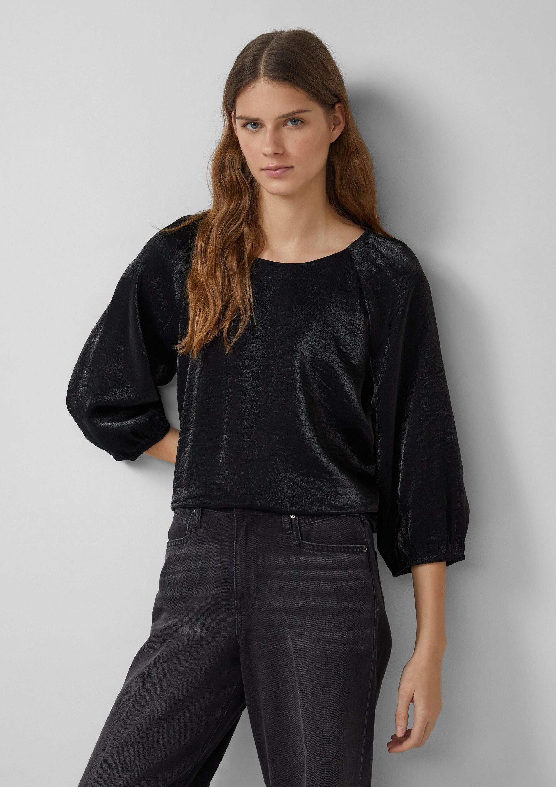 s.Oliver Kurzarmbluse Bluse Glänzende Bluse im O-Shape günstig online kaufen